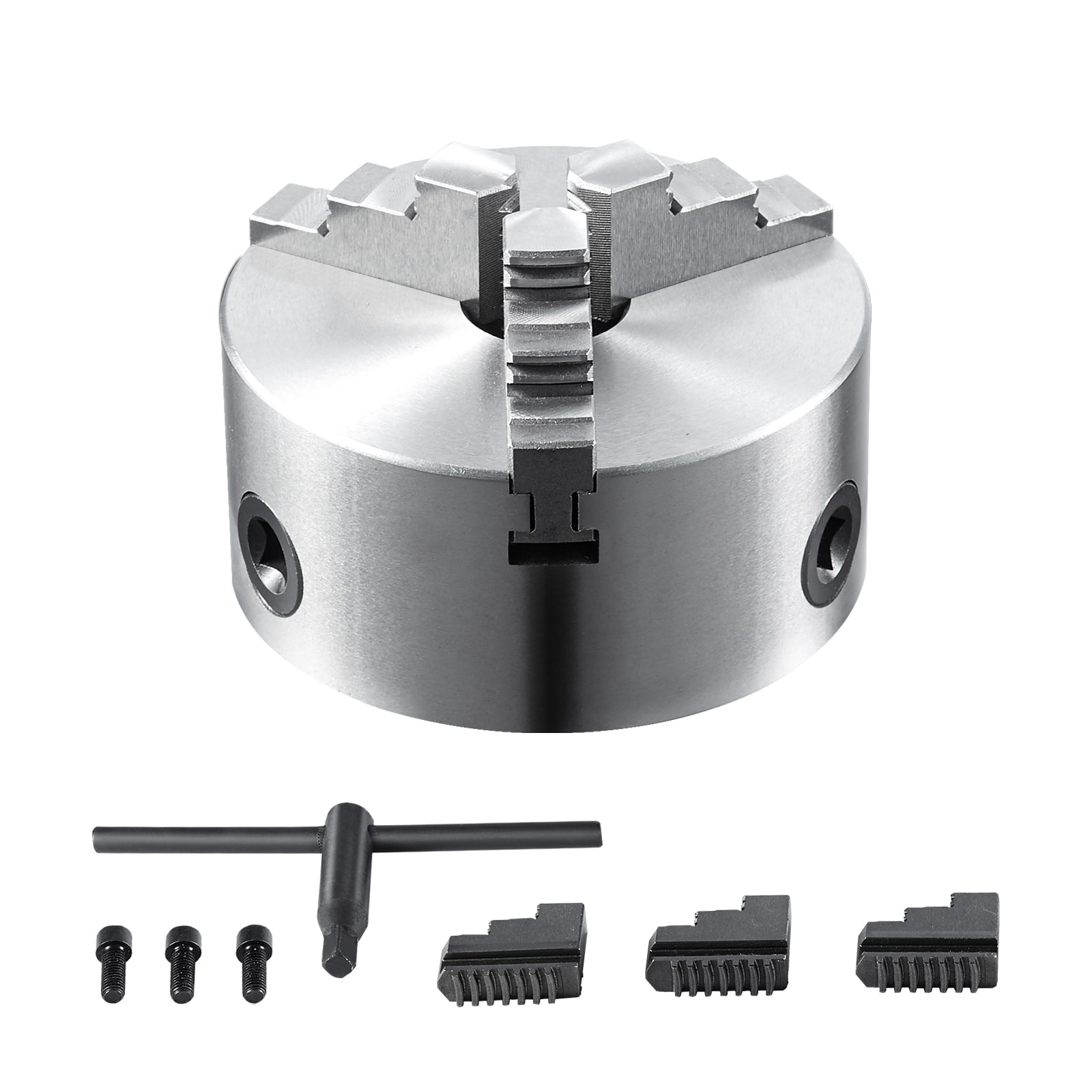 VEVOR SCSZKP6YC3G002040V0 3-Jaw Lathe Chuck  6in  Self-Centering Lathe Chuck  0.14- 6.3 in/3.5-160 mm Clamping Range with T-key Fixing Screws Reversible Jaws  for Lathe 3D Printer Machining Center Milling Drilling Machin