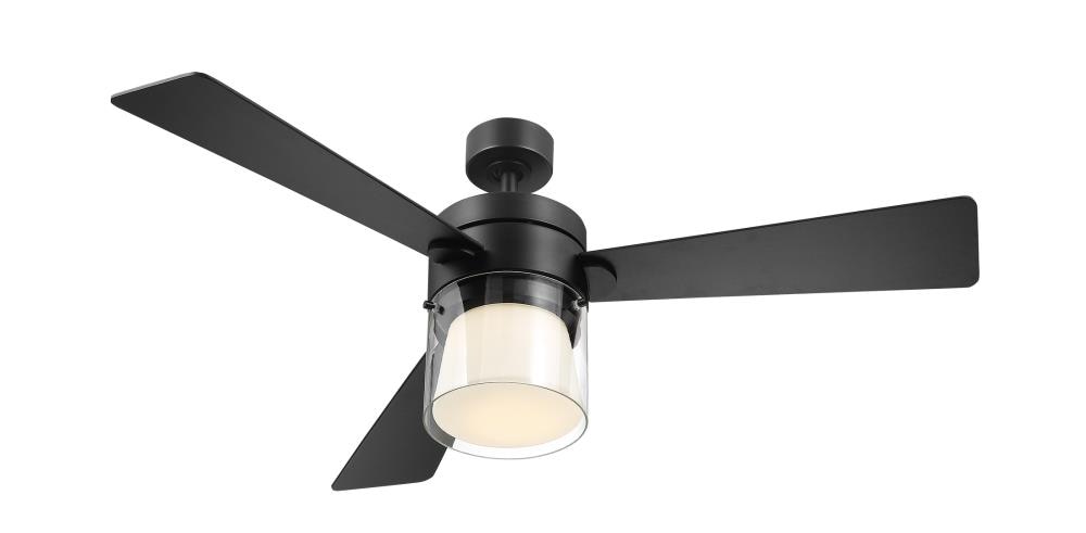 EGLO 203217A Casou 52-in Matte Black Indoor Ceiling Fan with Light and Remote (3-Blade)