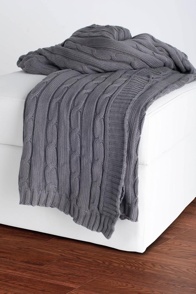 Rizzy Home THRTH0157LY005060 Decorative Blanket Light gray 50-in x 60-in Cotton Throw