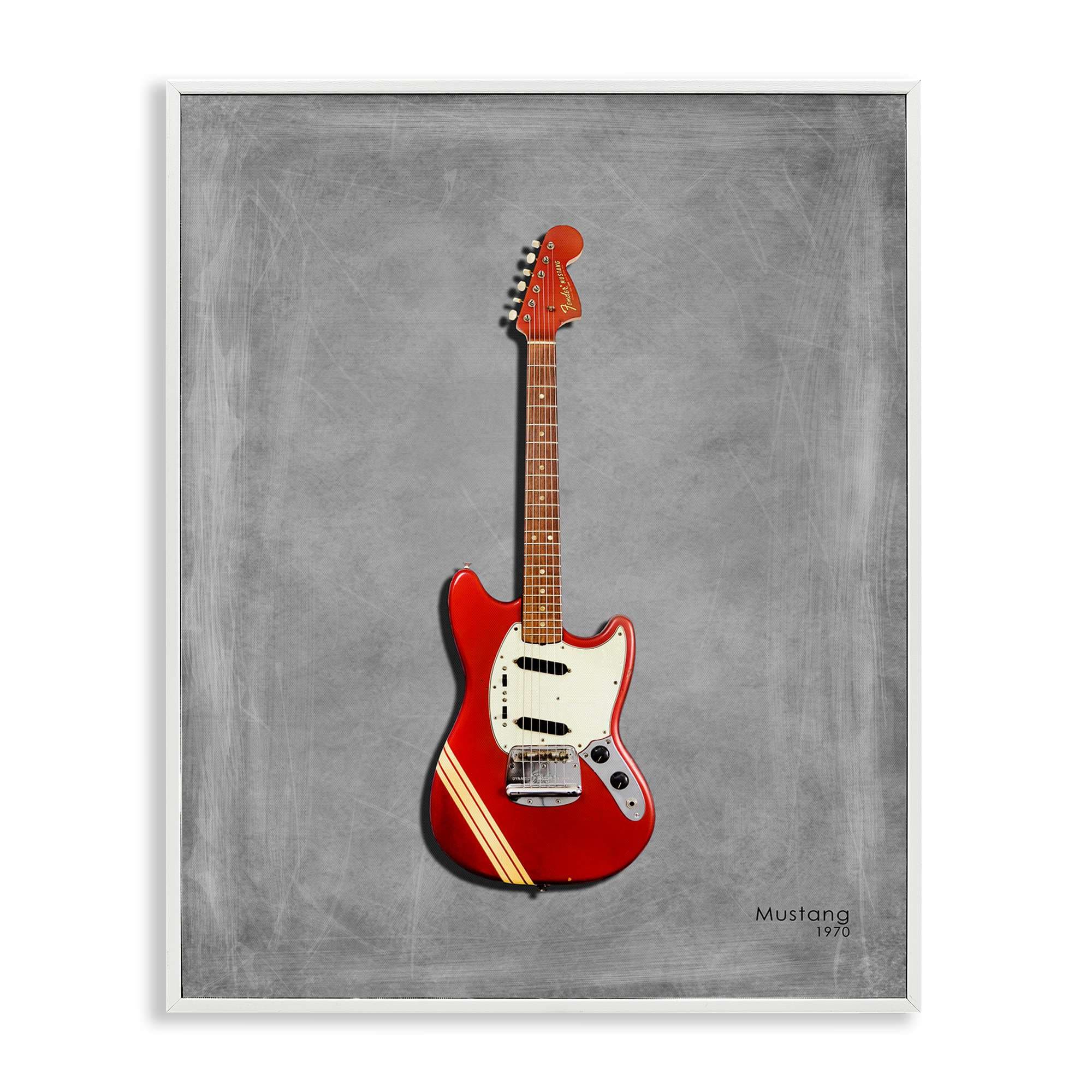 Stupell Industries BS-532-WFR-11X14 Red Guitar on Grey Framed Giclee design by Mark Rogan