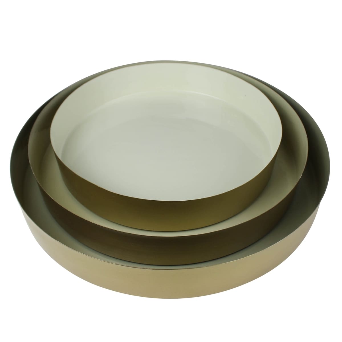 HomeRoots 4000397884 2-in x 16-in Gold Beige Round Serving Tray