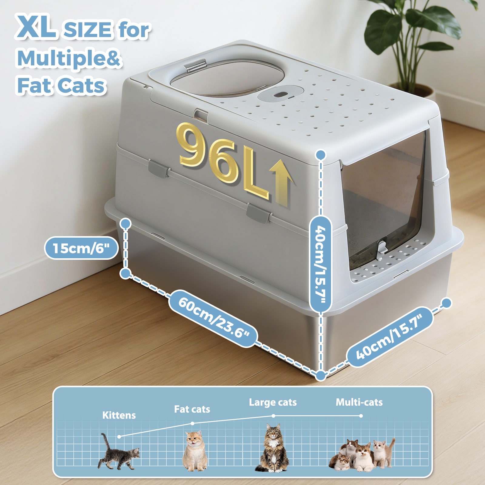 Cenadinz XARQ0086CHGY Cat-Litter-Box - Thumbnail View #3