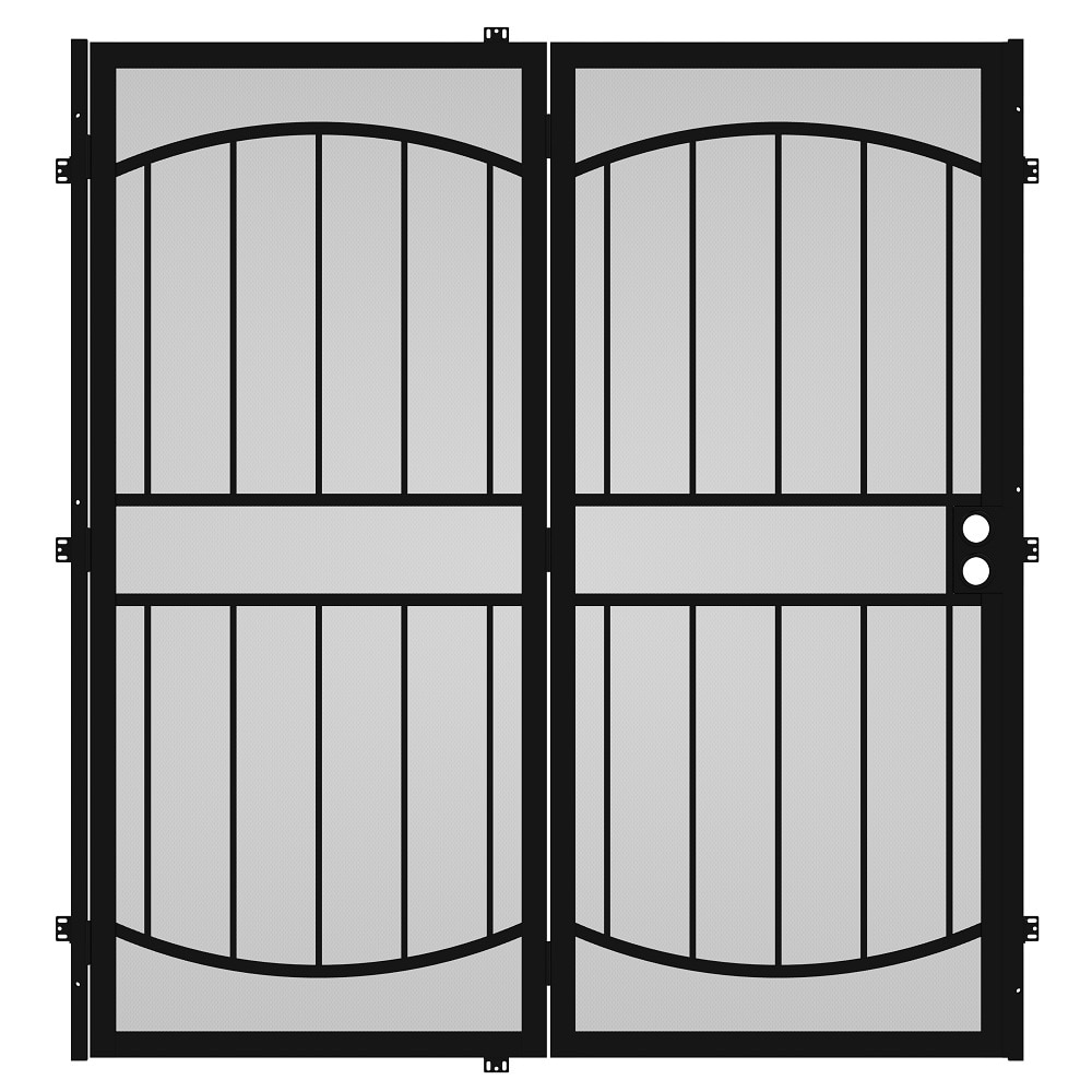 RELIABILT 918230560E-RB 72-in x 81-in Black Steel Surface mount Universal/Reversible Double Security Door with Black Screen and Double bore