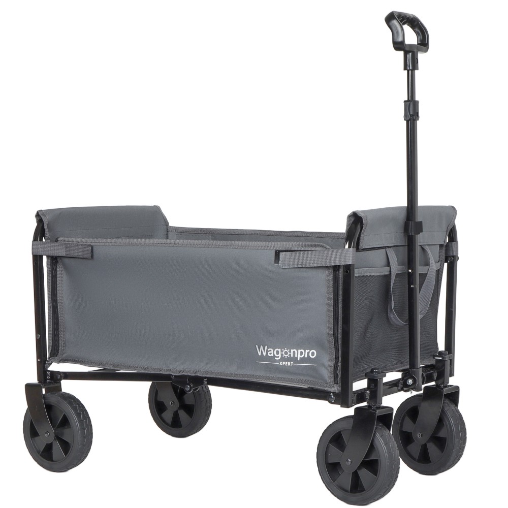 YOSIMFUR - Gray All in One Convertible Folding Four Wheel Utility Trolley with Bench Seat and Dog...