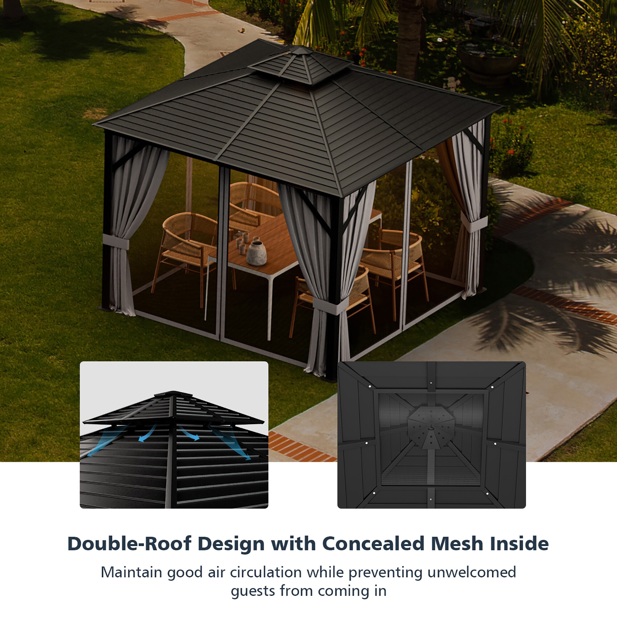 Costway NP10590GR+ Wood-Resin-Gazebos - View #5