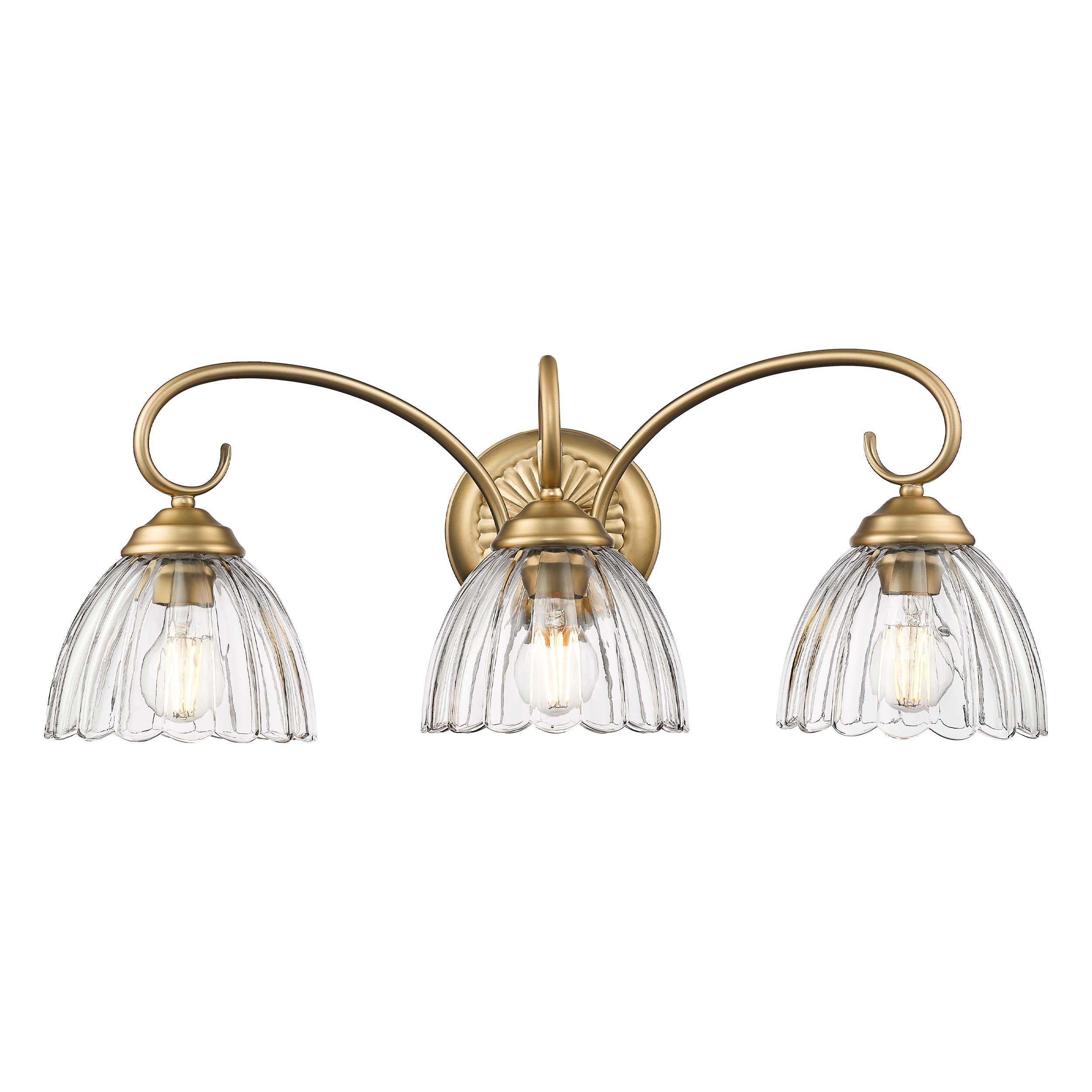 Golden Lighting 6952-BA3 BCB-CLR Audra 9.5-in 3 -Light Brushed Gold Traditional Vanity light
