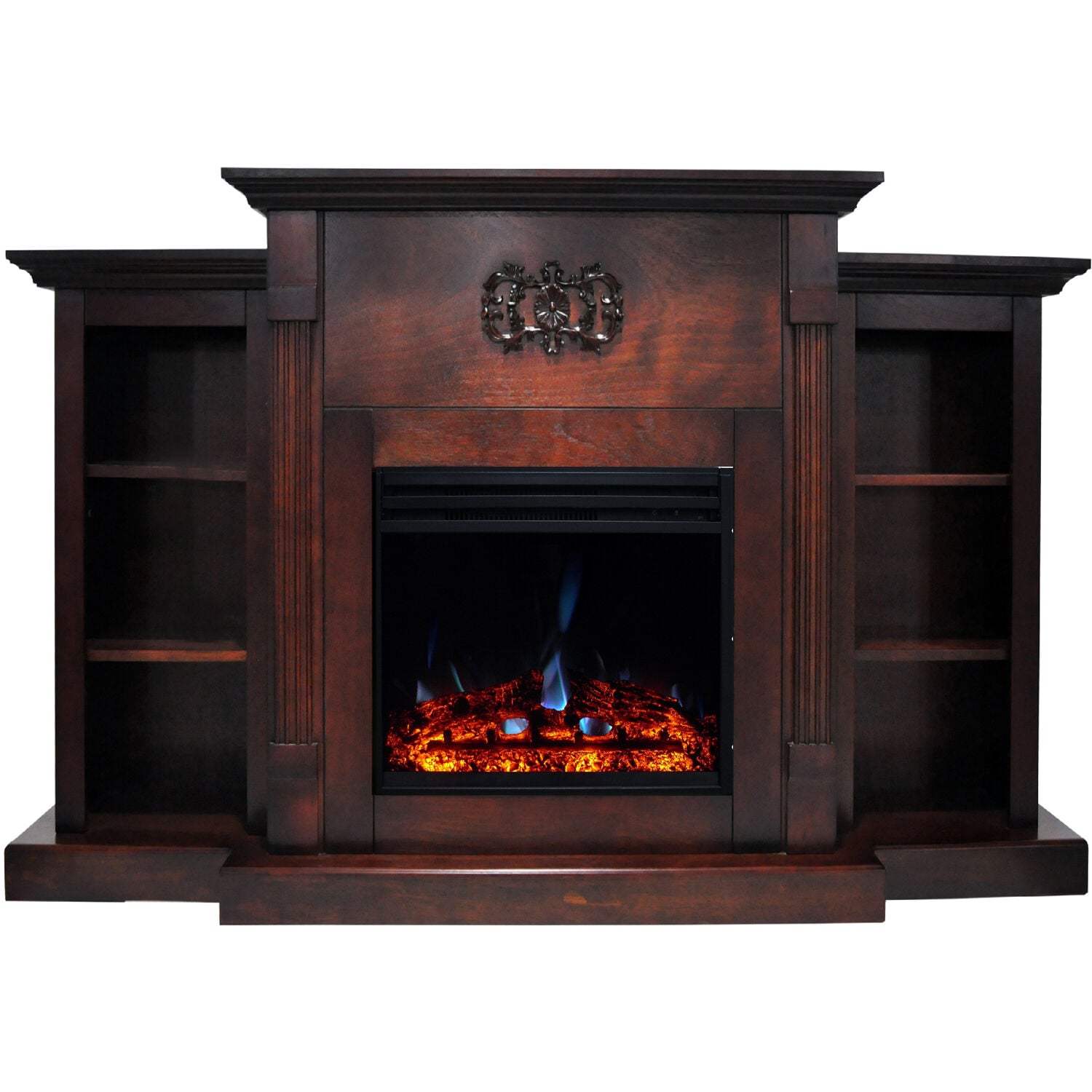 Cambridge CAM7233-1MAHLG3 71.3-Inches W Mahogany Free standing Fan-forced Flat wall Electric Fireplace with Remote Control Included