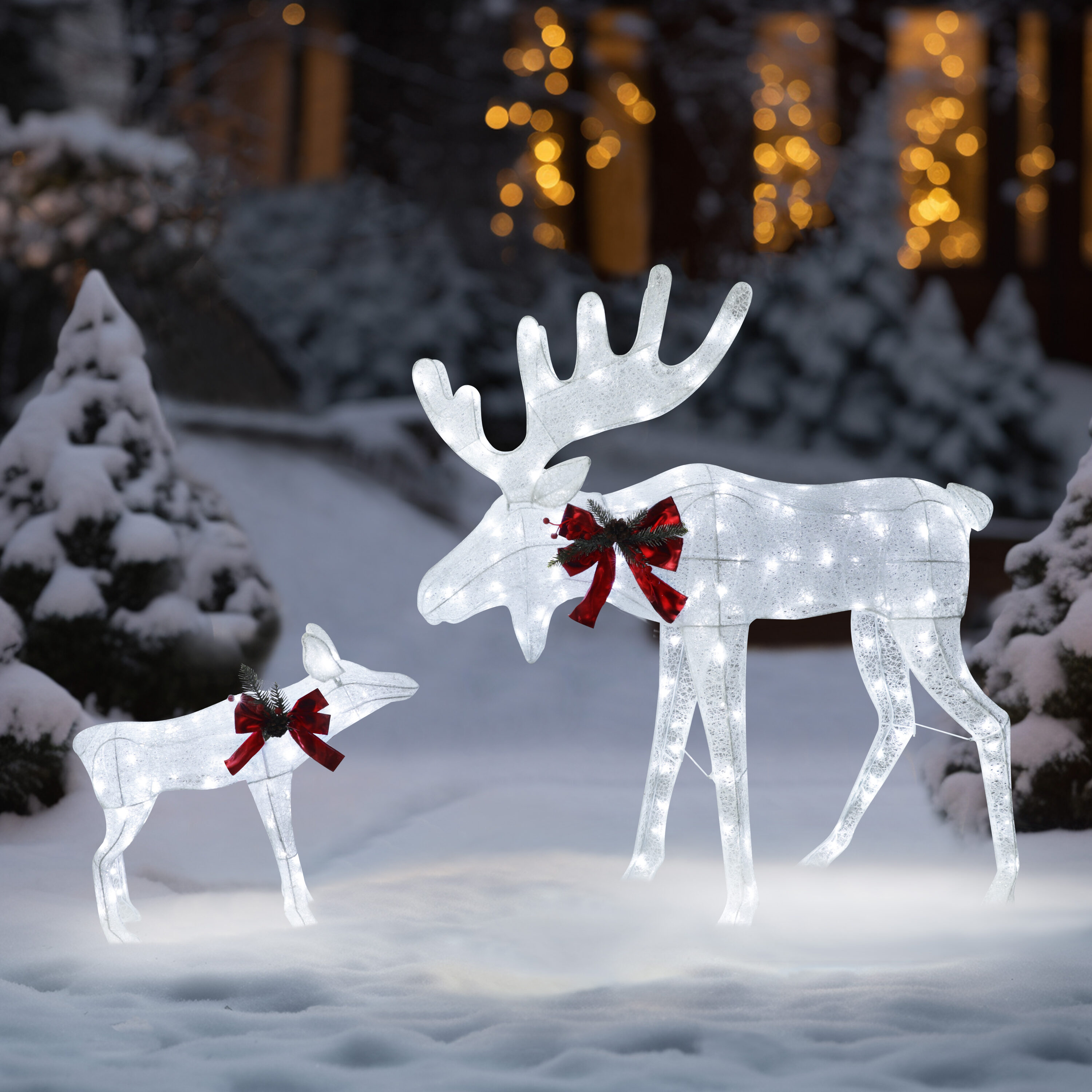 Santa's Workshop Black Reindeer LED Rubber Doormat