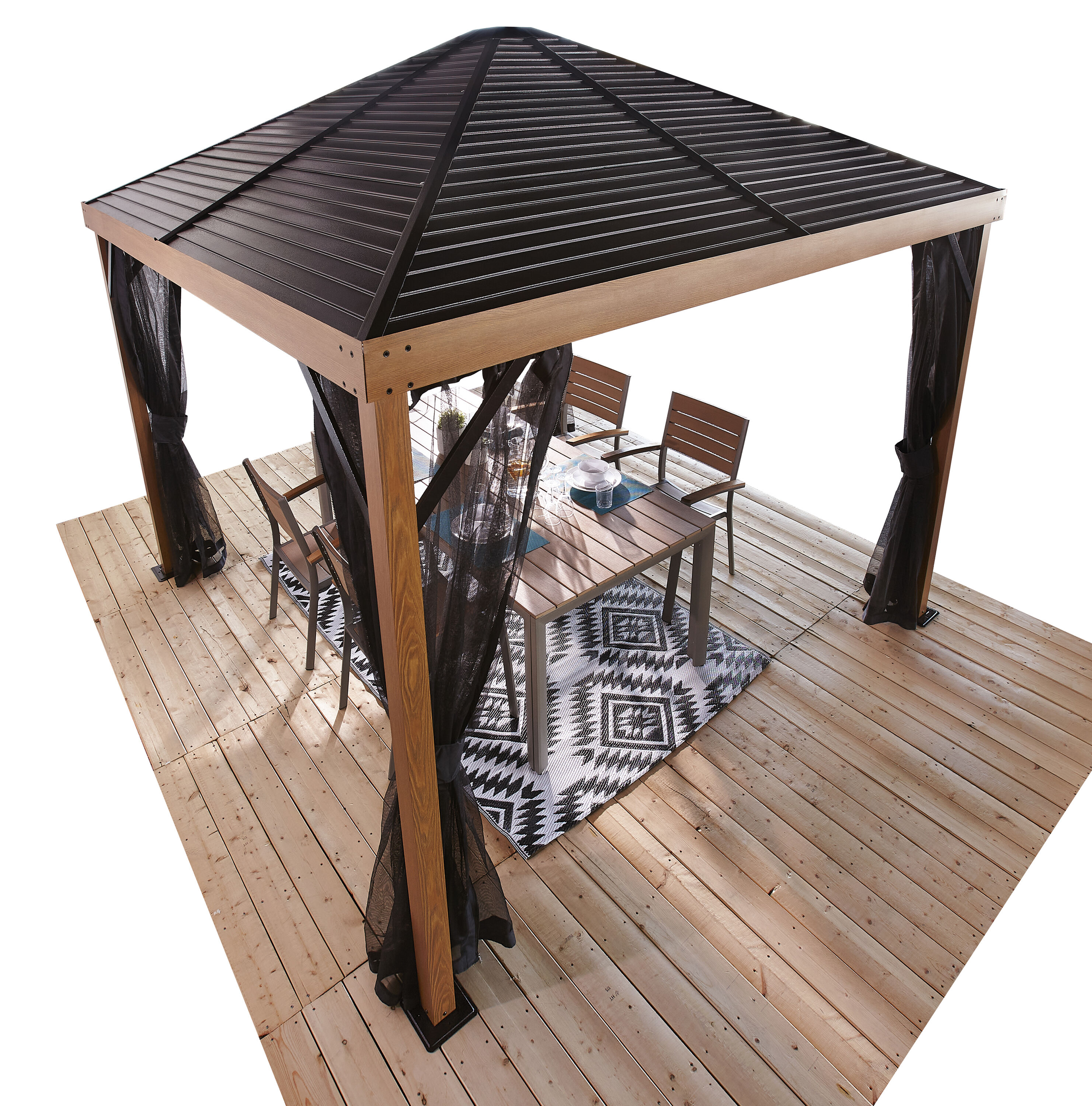 Sojag 10-ft X 10-ft Sanibel Square Wood Metal Steel Roof Gazebo With ...