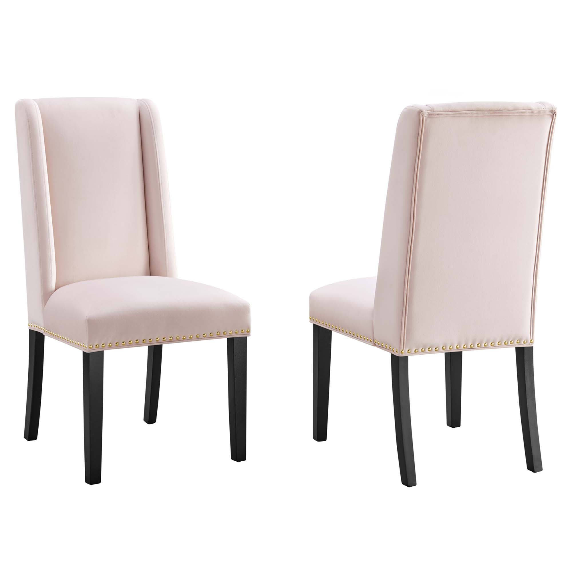 Modway  Baron Performance Velvet Dining Chairs Set of 2 in Pink
