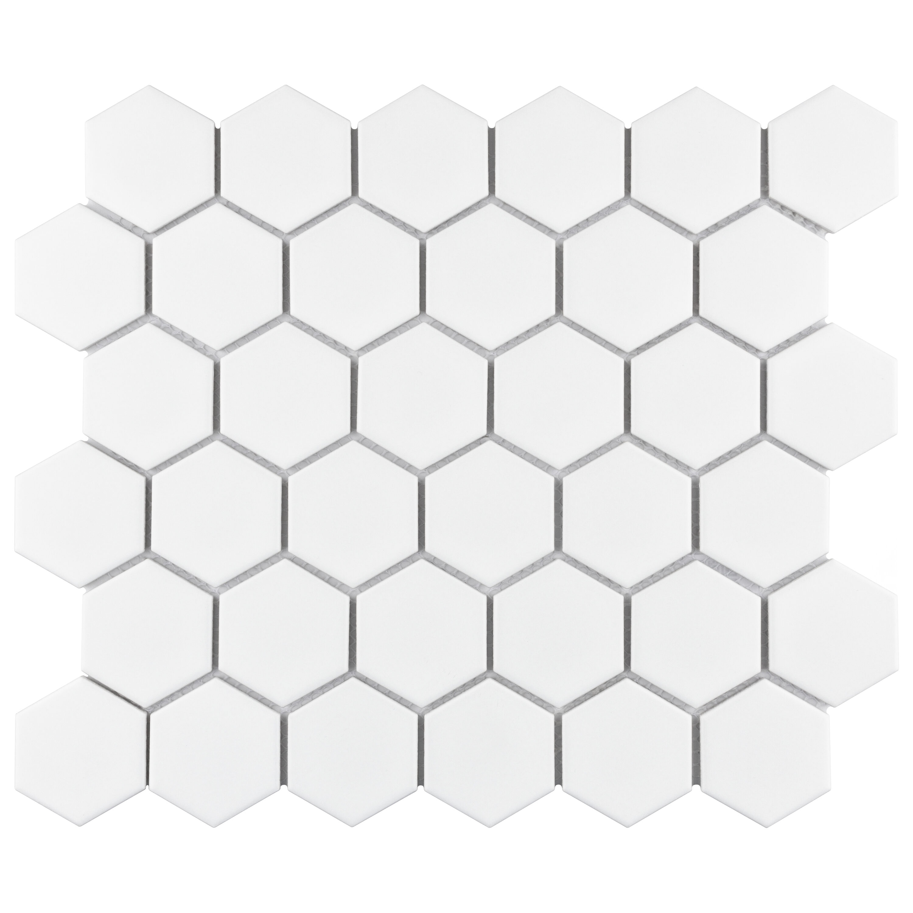 Affinity Tile S1FXLM2HMW Sample - Metro 2" Hex Matte White 6-in x 6-in Matte Porcelain Floor and Wall Tile