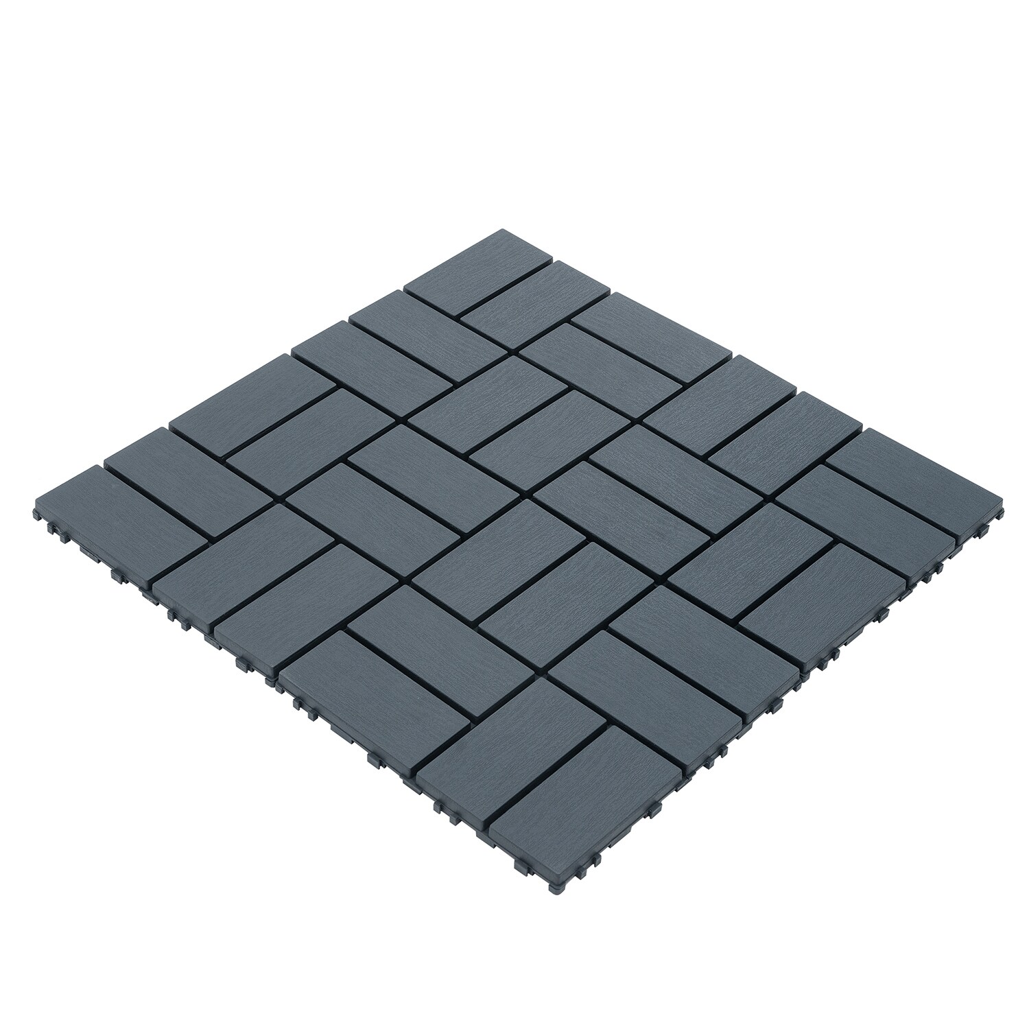 Bybafun 12-in x 12-in 44 -Pack Gray C Prefinished Vinyl/Plastic Deck tile ( 44-sq ft )