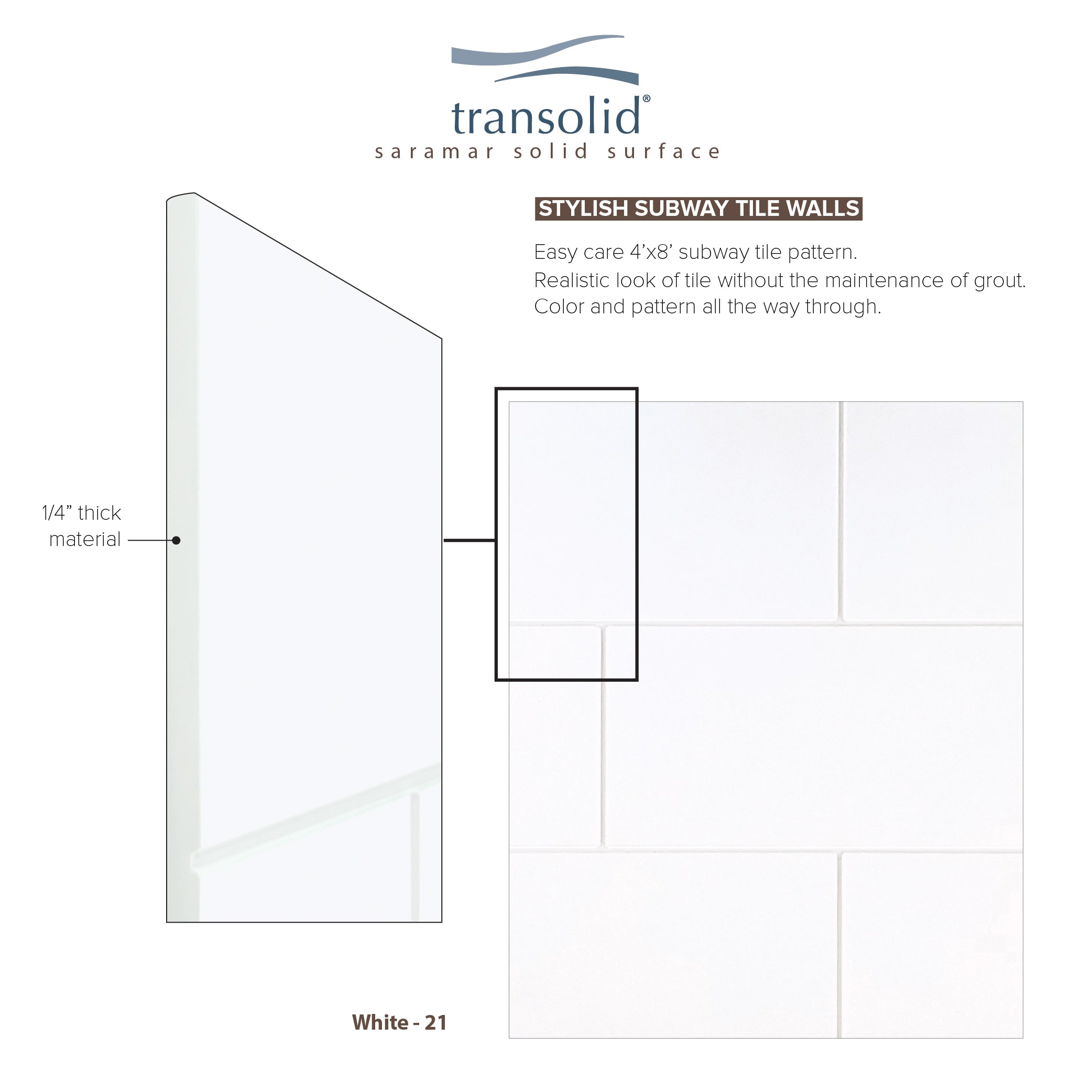 Transolid SaraMar 36-in x 60-in White 3-Piece Bathtub Surround in the ...