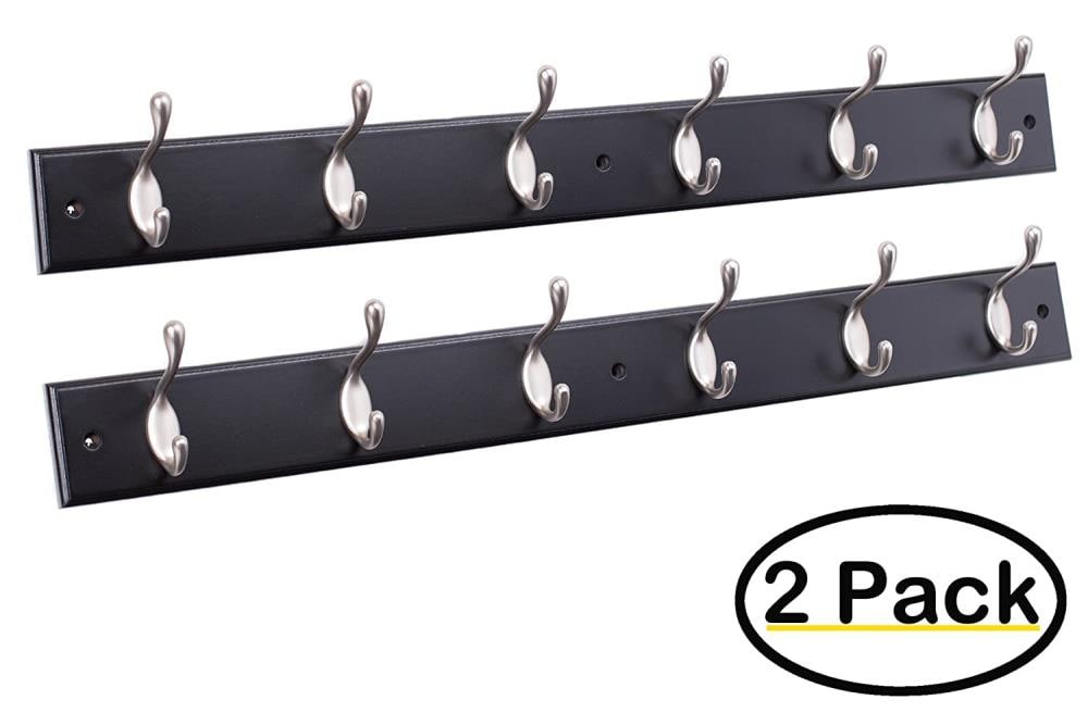 BirdRock Home 2-Pack 6-Hook 27-in x 5-in H Black Decorative Wall Hook  (35-lb Capacity) in the Decorative Wall Hooks department at