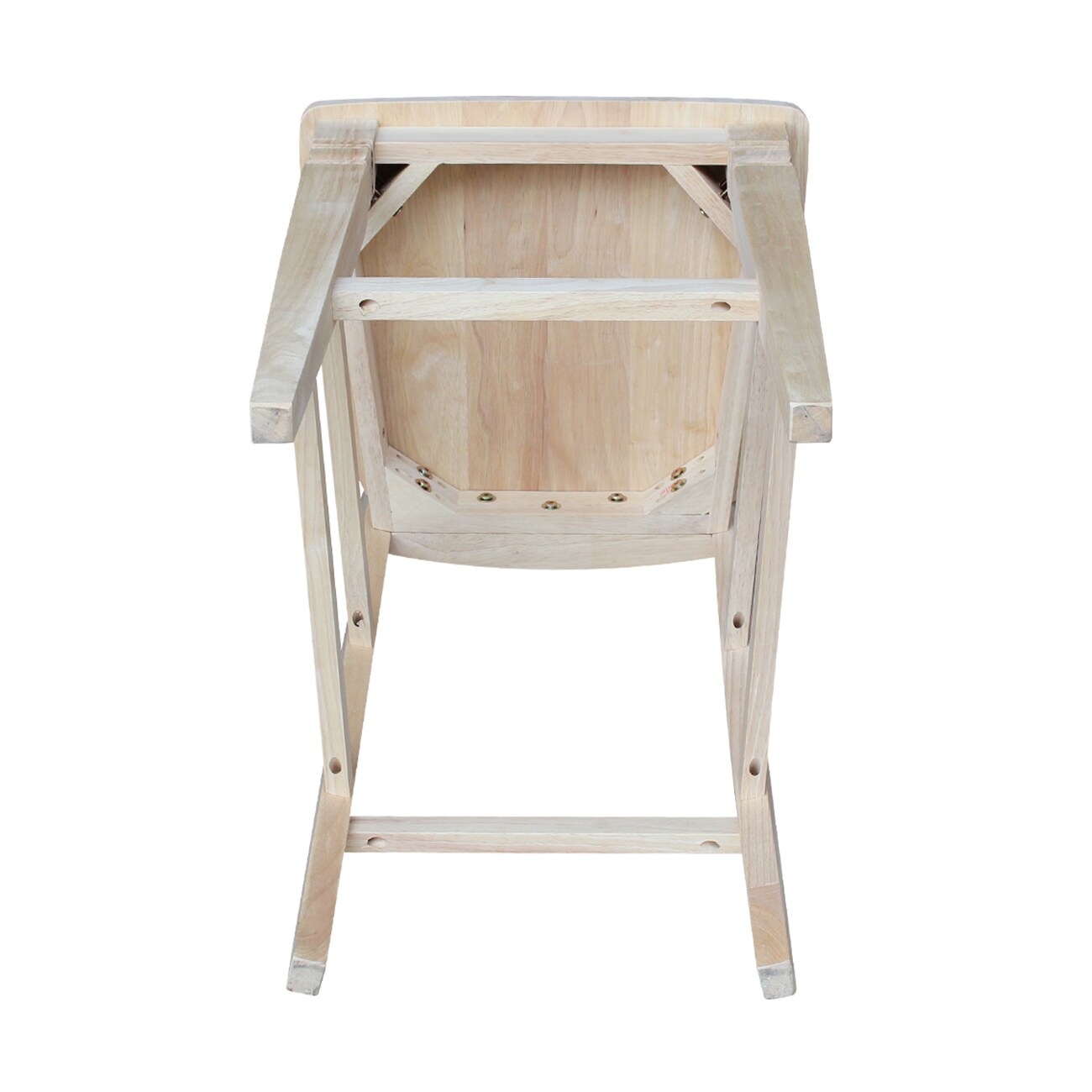 Solid Parawood Seattle Bar-Height Stool in Traditional Unfinished Wood