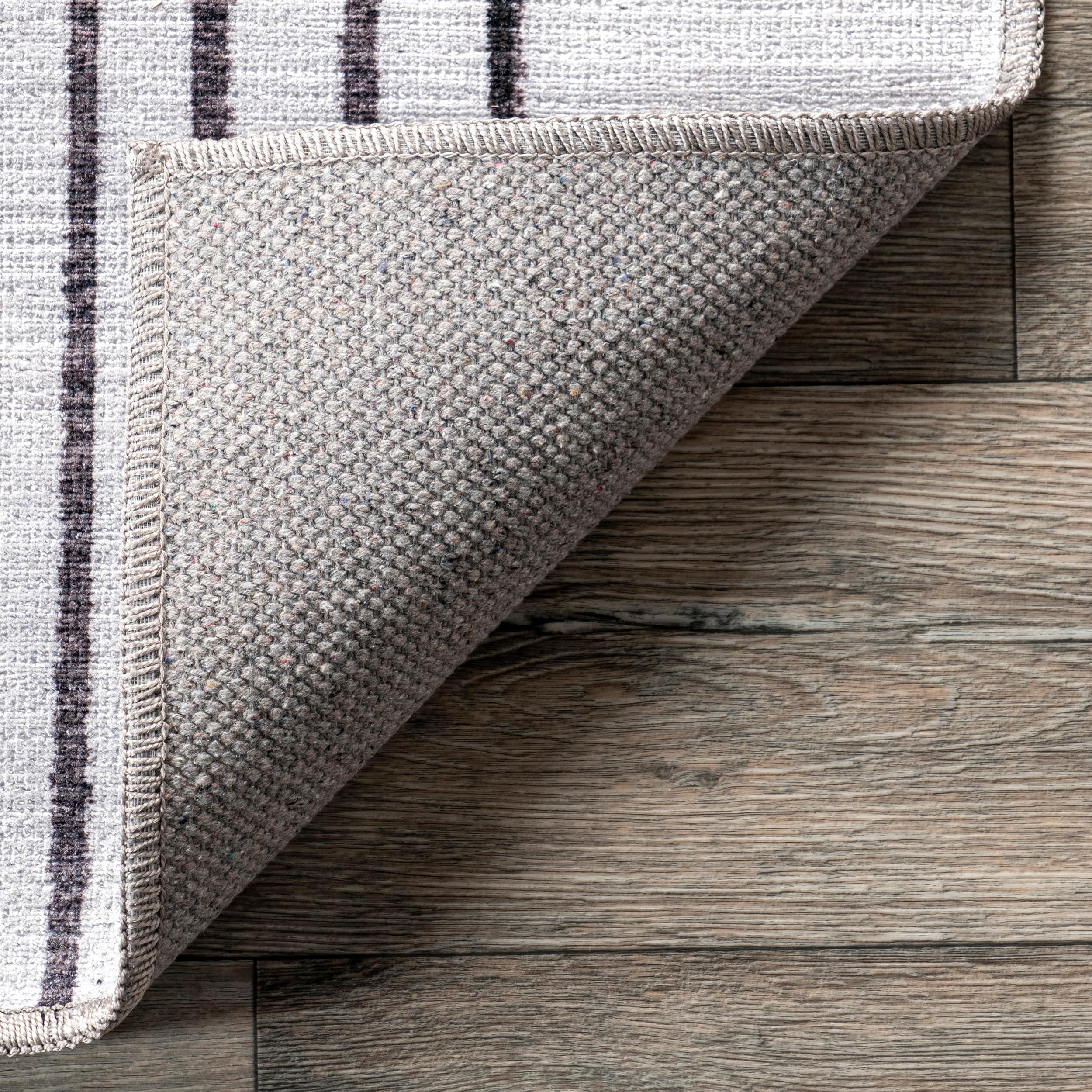 Burnt Orange and Dusty White Abstract 6' x 9' Synthetic Area Rug
