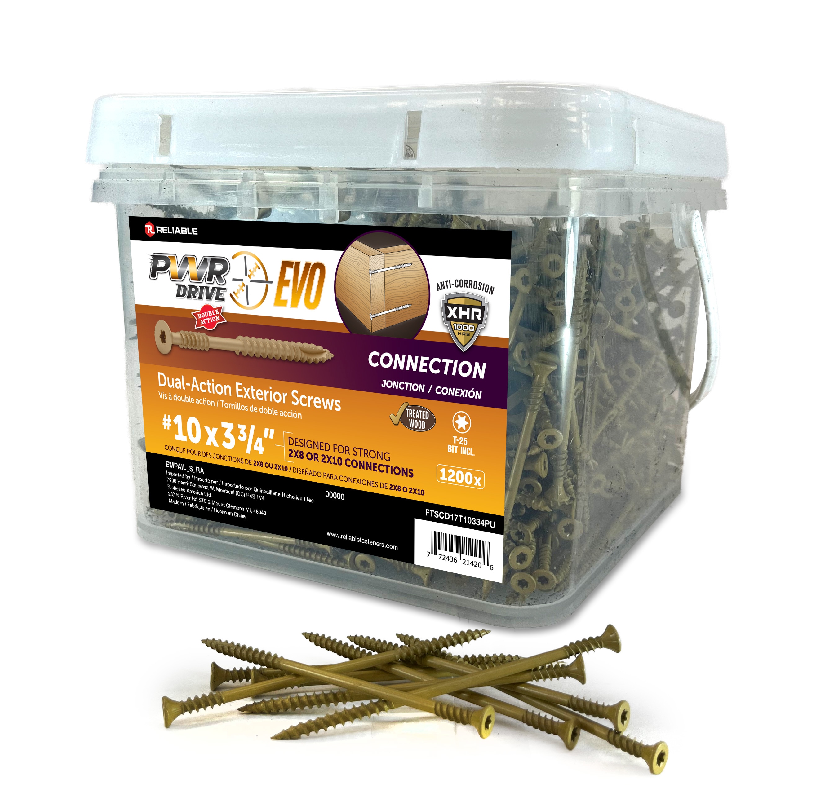 PWR DRIVE Reliable #10 x 3-3/4-in Wood to wood Deck Screws 1200 -Per Box