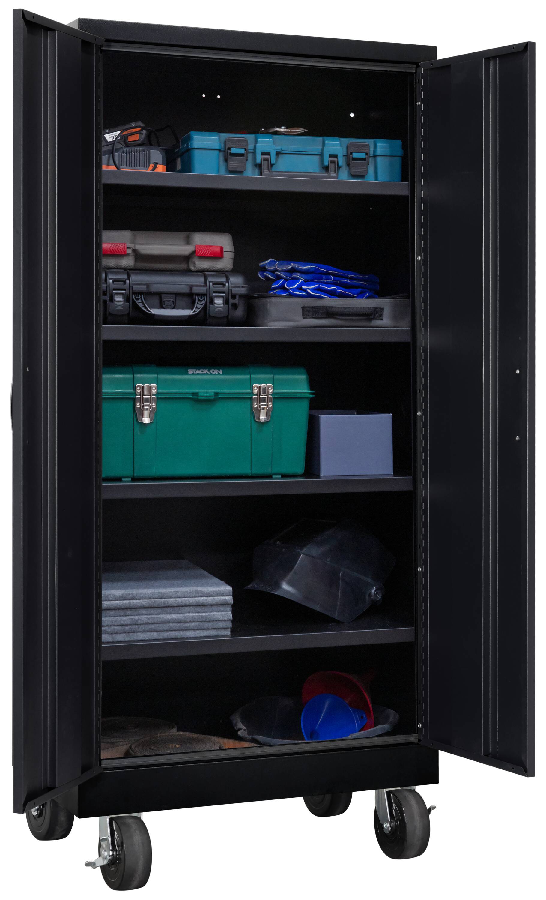 Stack-On GCL-2SF-BB Locking Floor Garage Cabinet With Shelves GCL-2SF-BB