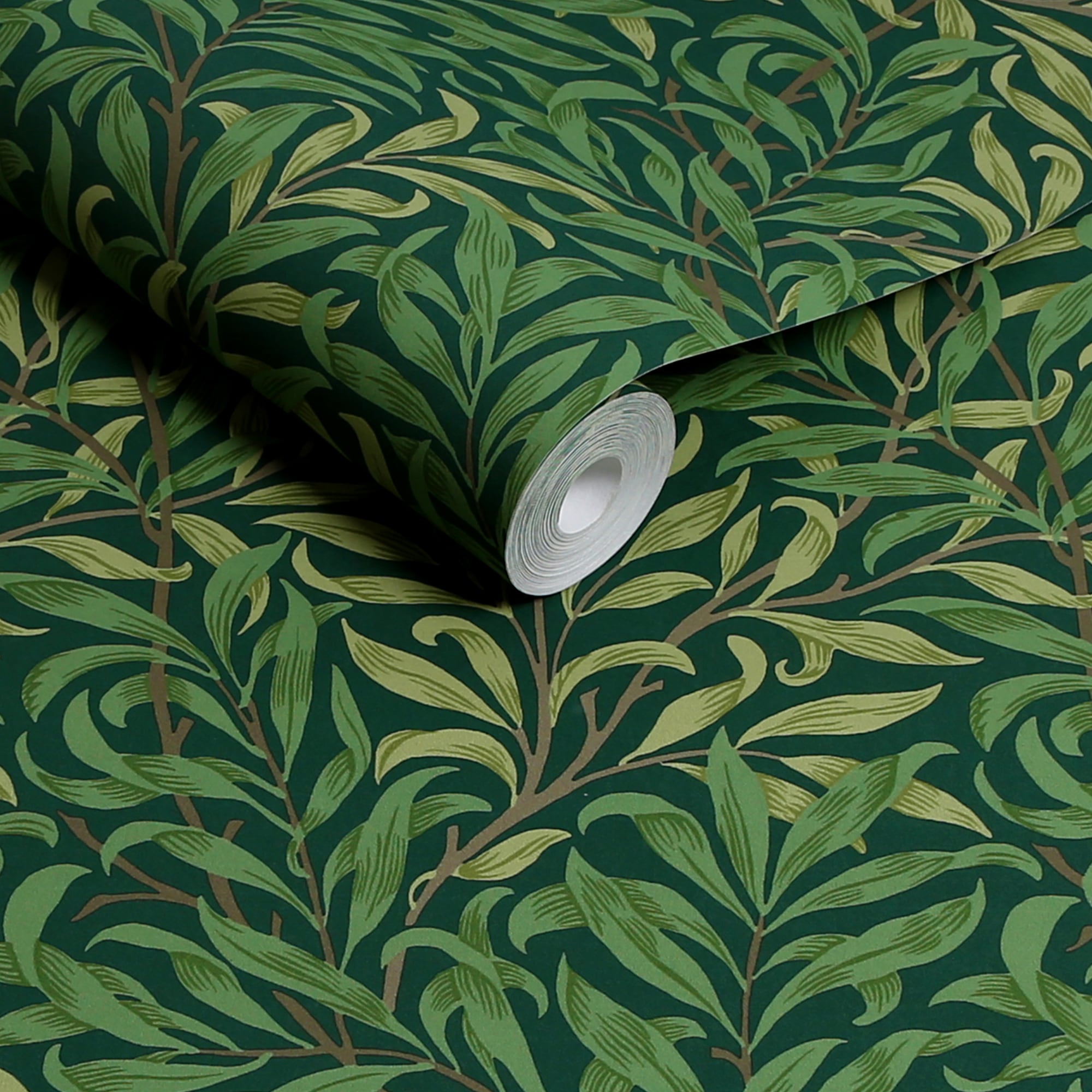 William Morris Deep Green Willow Bough Vinyl Wallpaper