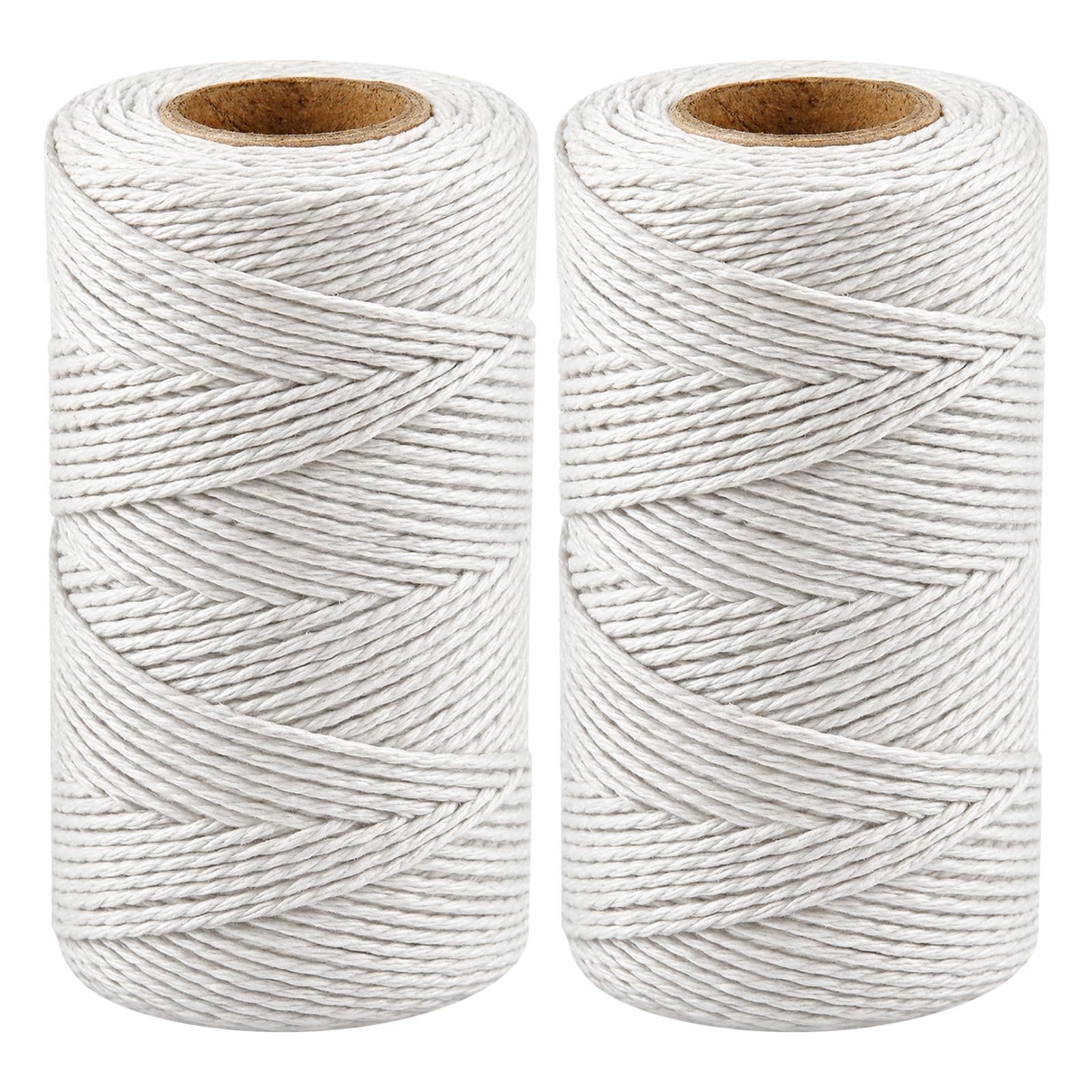 Adrinfly  Natural Cotton Twine String 2 Rolls 328 Feet Each 2MM Thick White Twine for Kitchen Butchers Bakers Cooking Crafts Gardening and Gift