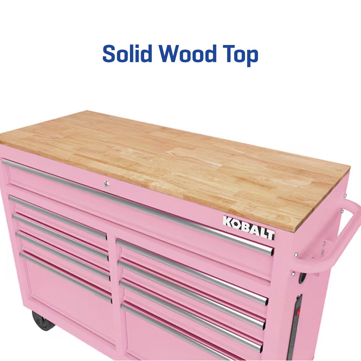 Kobalt 46.1-in L x 37.2-in H 9 -Drawers Rolling Pink Wood Work Bench