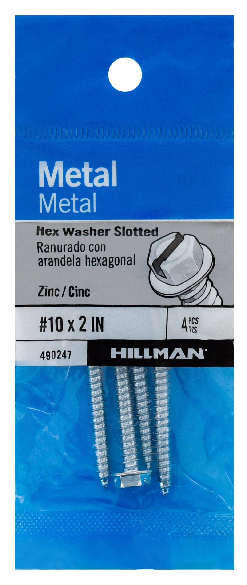 Hillman 490247 #10 x 2-in Socket hex -Drive Standard Sheet Metal Screws 4 -Count