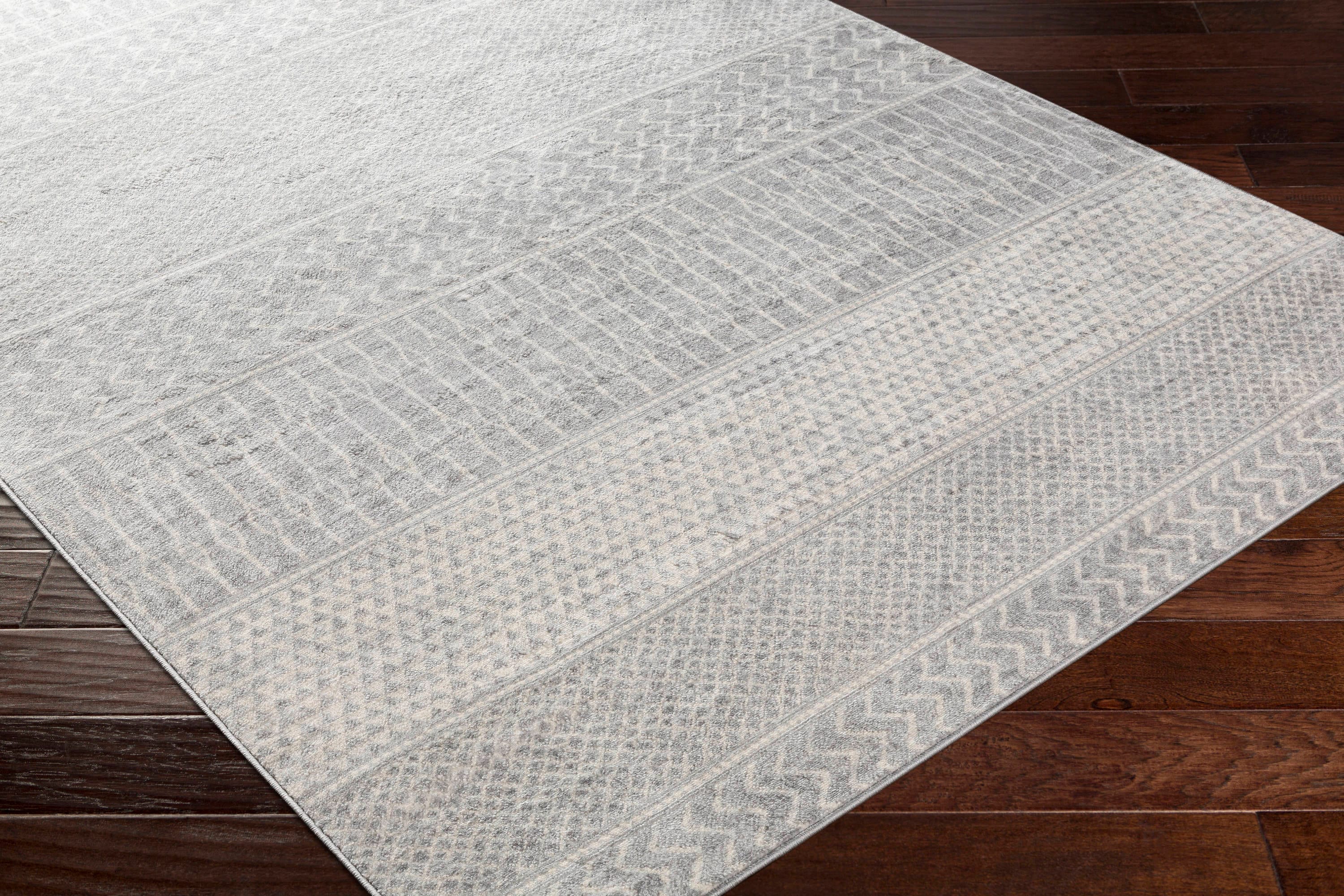 Monaco Medium Gray and Cream 6'7" Square Reversible Rug