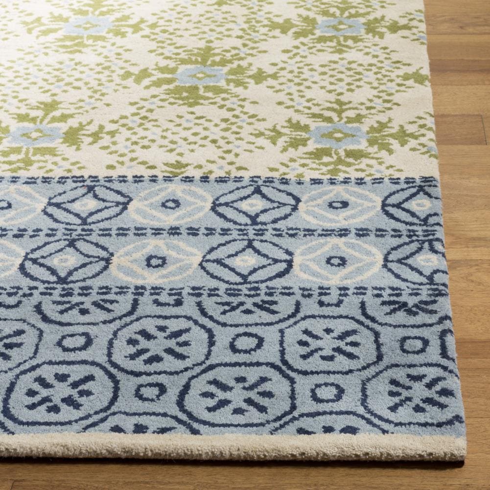 Hand-Tufted Artisan Blue Wool 5' Square Area Rug