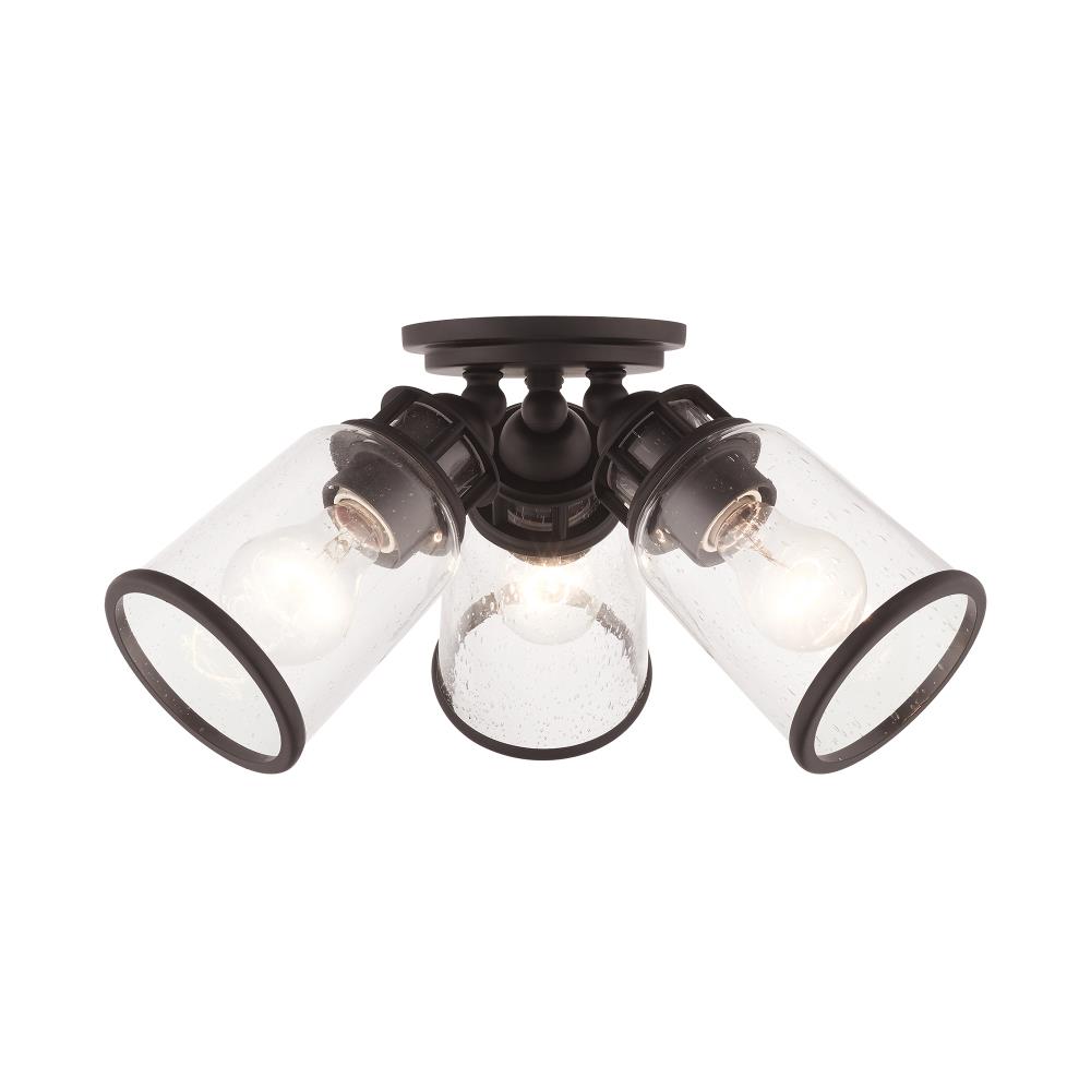 Livex Lighting 45503-07 Lawrenceville 3 -Light 16.375-in Matte Bronze Semi Flush Mount Light