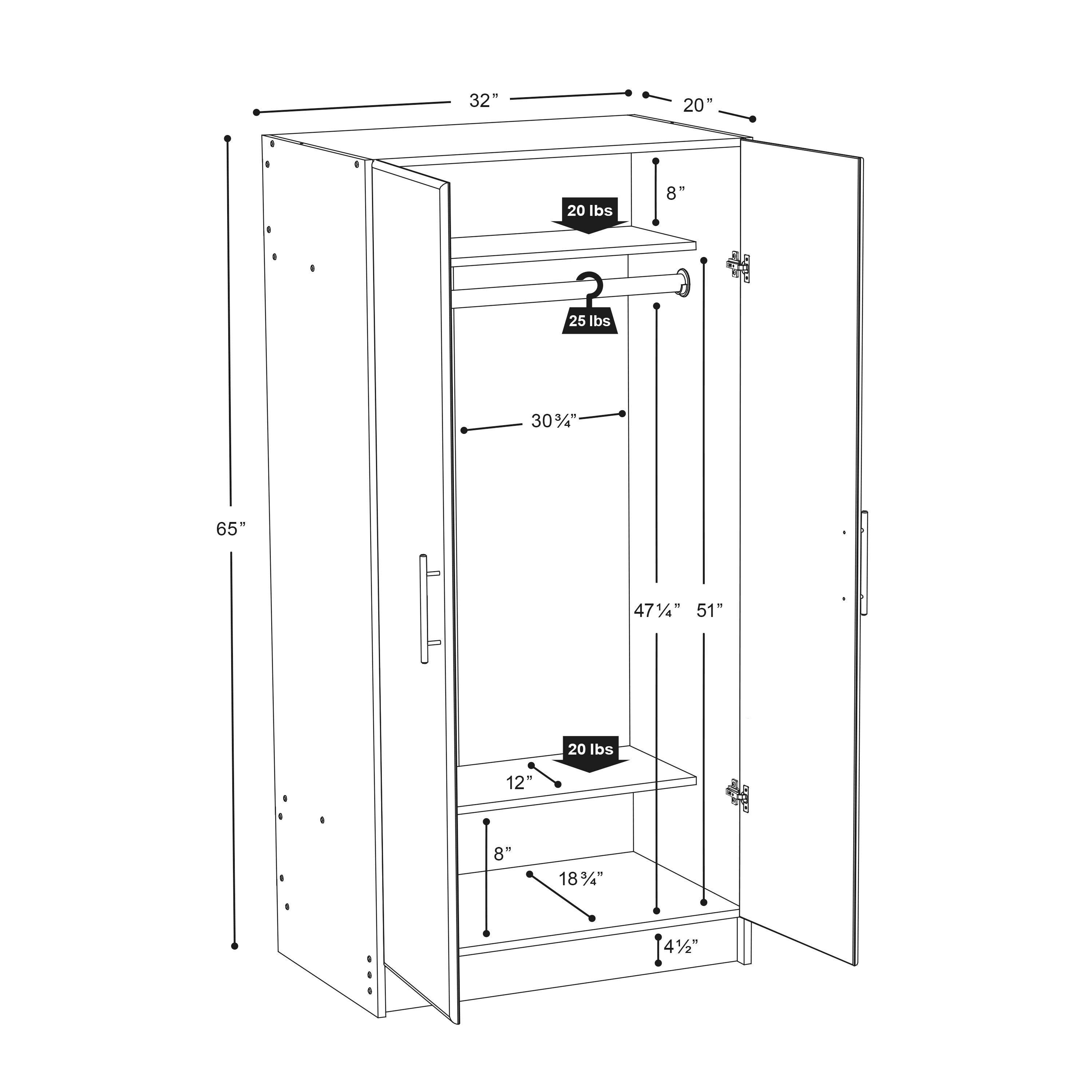 Prepac Elite 32-in W x 65-in H Wood Composite Drifted Gray Freestanding ...