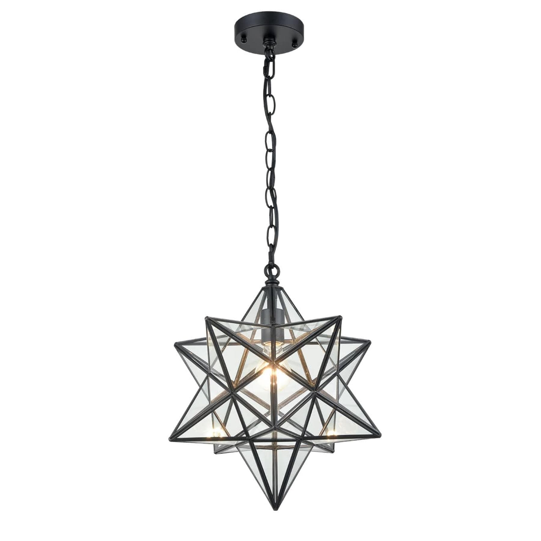 Geometric Black and Clear Glass Star Pendant Light