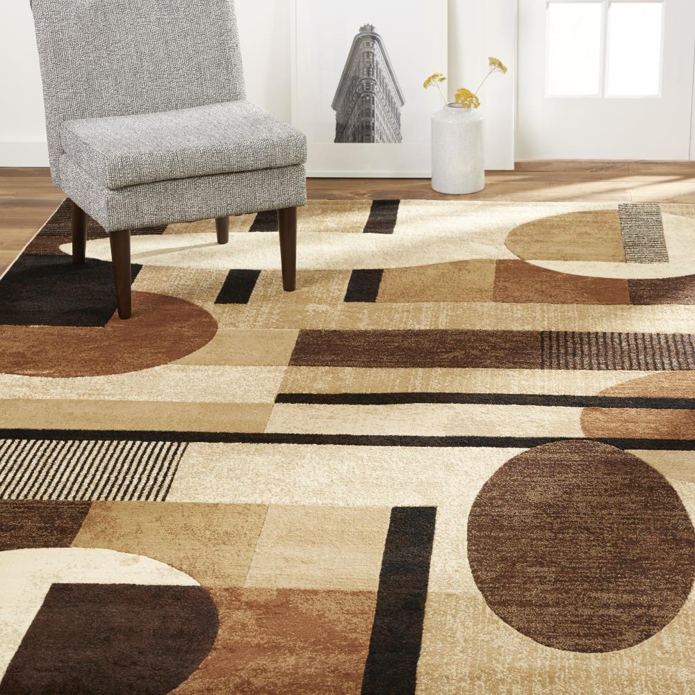 Tribeca Jasmine Brown Beige Geometric Area Rug 9'2" x 12'5"