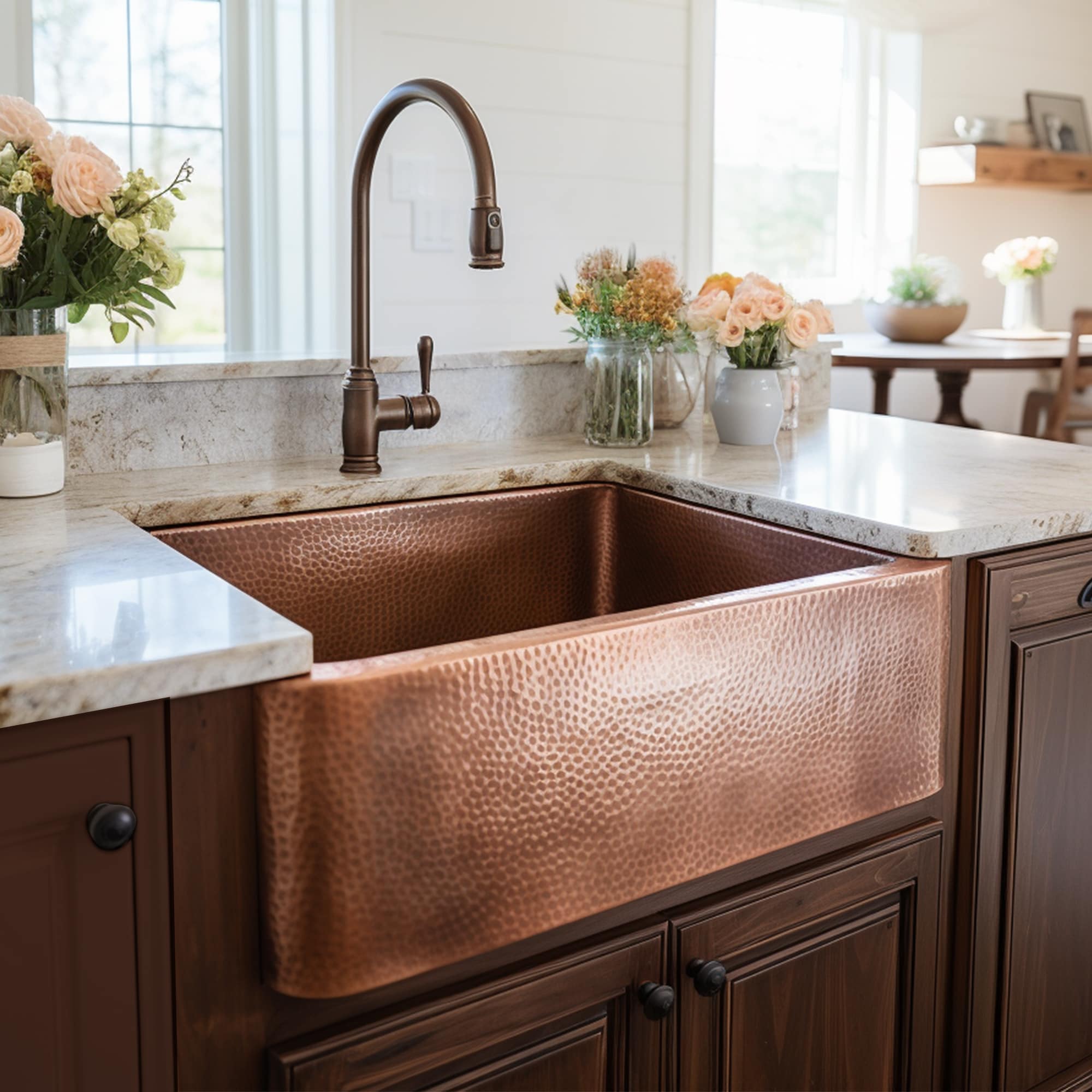SINKOLOGY SK301-25AC Lange Undermount 25-in x 22-in Copper Single bowl 16 -Gauge Kitchen Sink