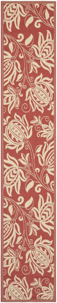 Safavieh CY2961-3707-212 Courtyard Blossums 2 x 12 (ft) Loomed Polypropylene Red/Natural Rectangular Indoor/Outdoor Floral/Botanical Coastal Runner rug