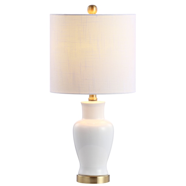 JONATHAN Y Classic White Table Lamp with Linen Shade in the Table Lamps  department at Lowes.com