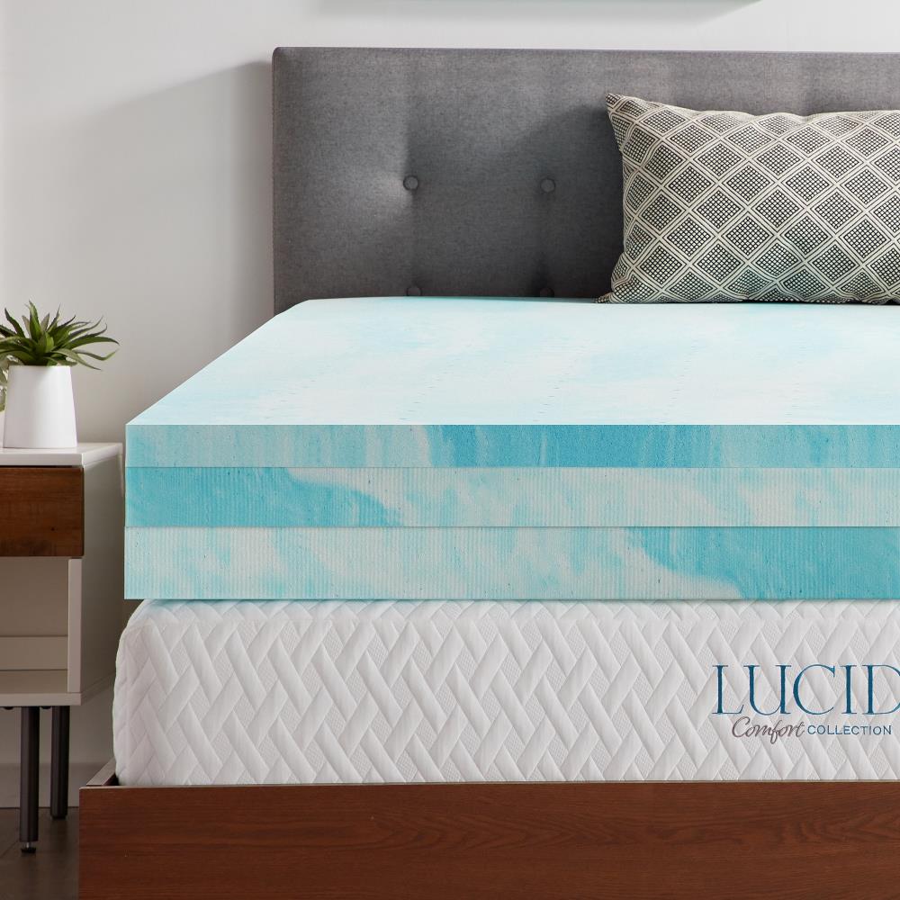 LUCID Comfort Collection 4-in D Memory Foam Queen Mattress Topper in the  Mattress Covers & Toppers department at