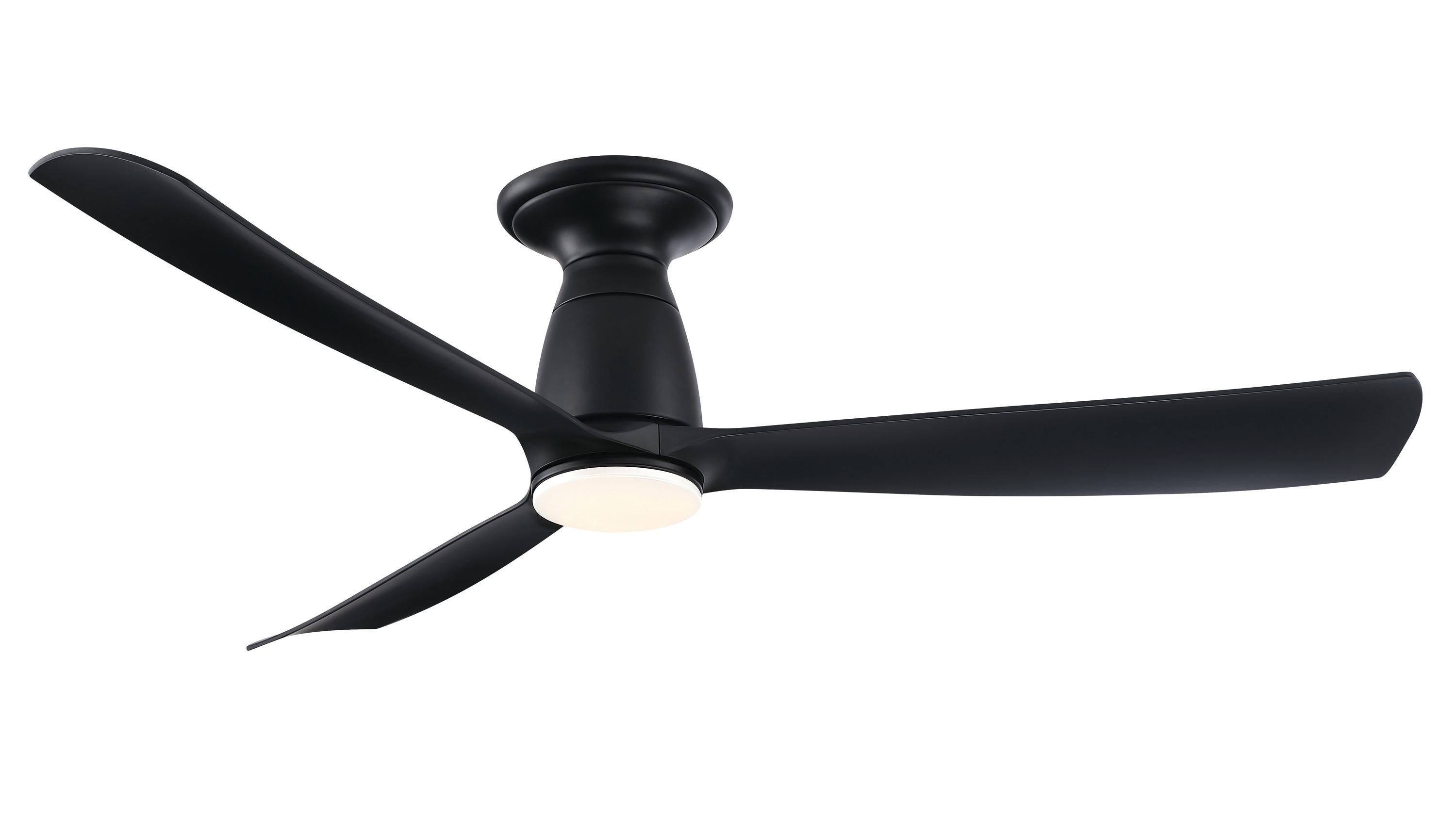 Fanimation FPD8534BL-LK-F Kute 52-in Color-Changing Integrated LED Outdoor Flush Mount Smart Black with Black Blades Propeller Ceiling Fan With Light - Remote Included ( 3 -Blade )