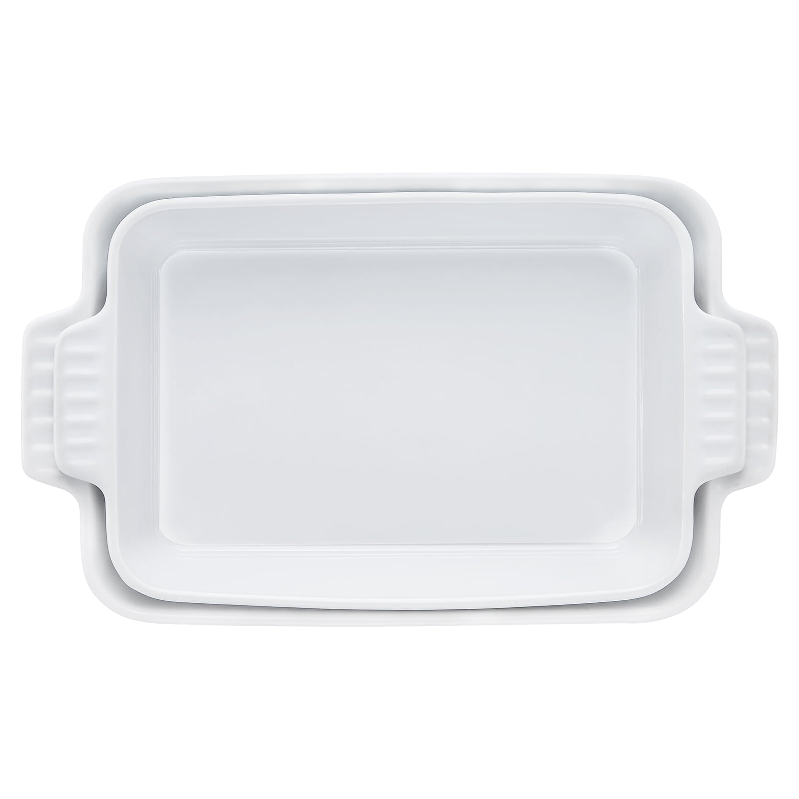 VEVOR SCFXTCKP2JT106624V0 Ceramic Baking Dish 7-IN x 11-IN Bakeware Set of 2 Rectangular Casserole Dish Set Baking Pans with Handles Oven Secure Lasagna Pans Deep for Cooking Thanksgiving and Christmas Present White