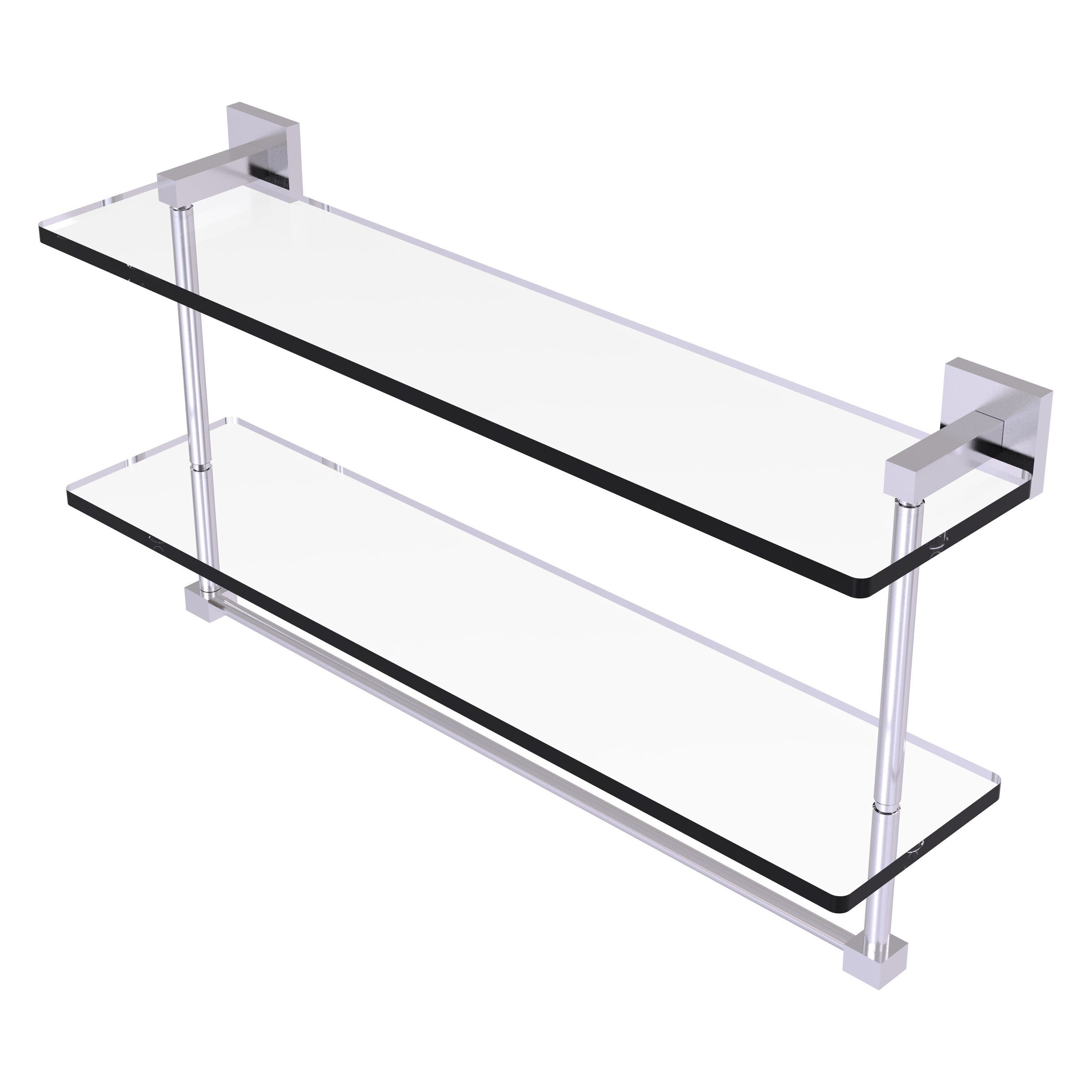 Allied Brass MT-2-22TB-SCH Montero Satin Chrome 2 -Tier Wall mount Bathroom Shelf ( 22-in x 11.7-in x 5-in )