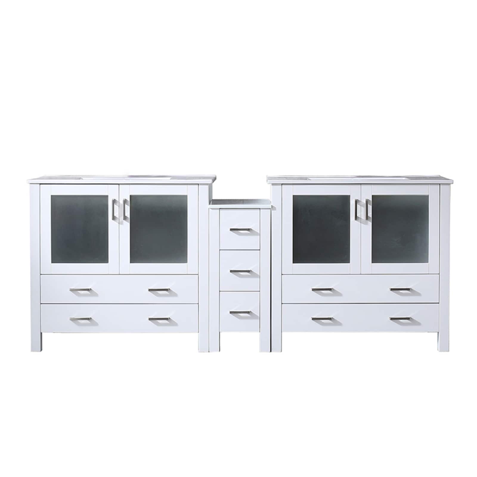 Lexora LVV84D36A600 Volez 84-in White Double Sink Bathroom Vanity with White Ceramic Top