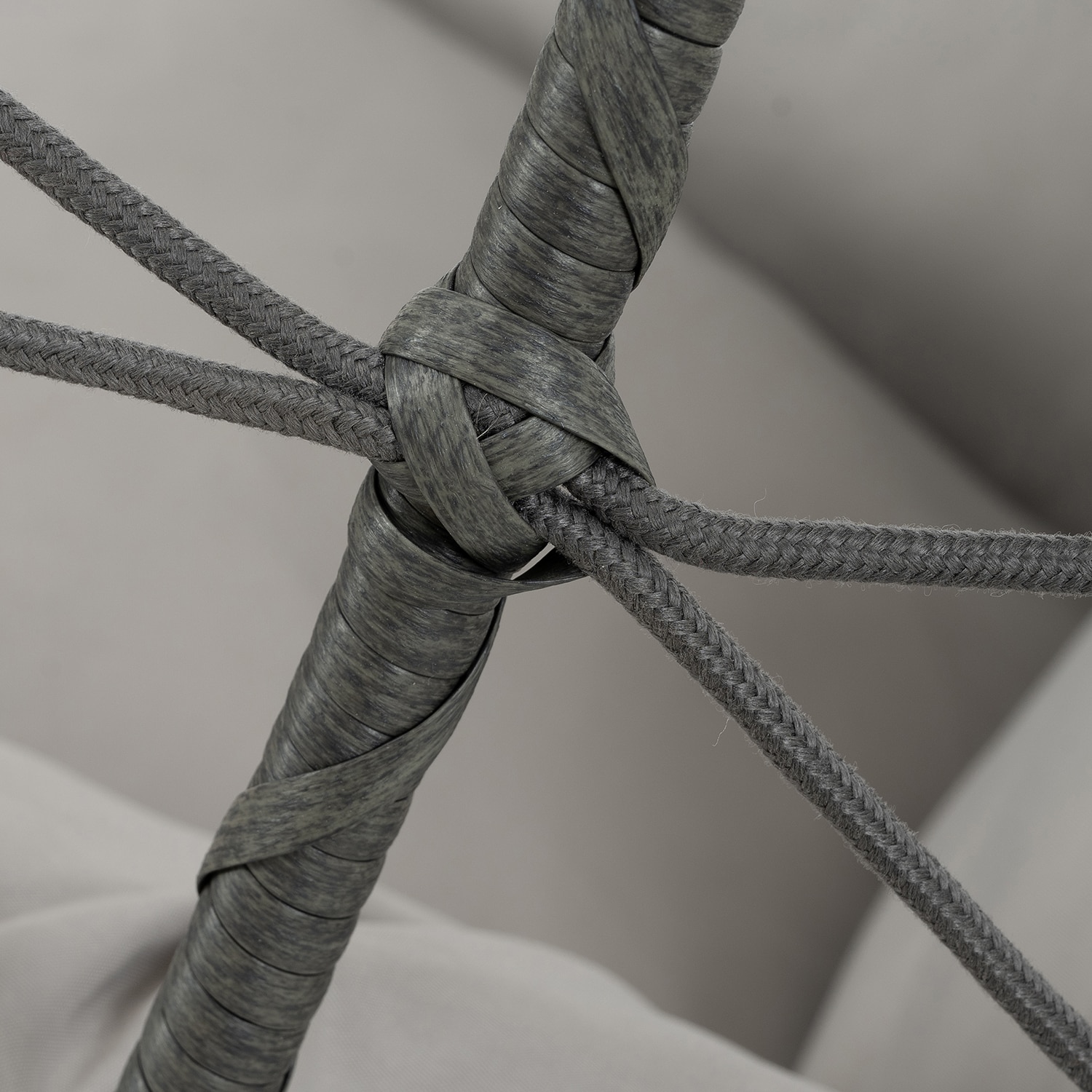 Gray Steel Outdoor Egg Hanging Chair with Cushions