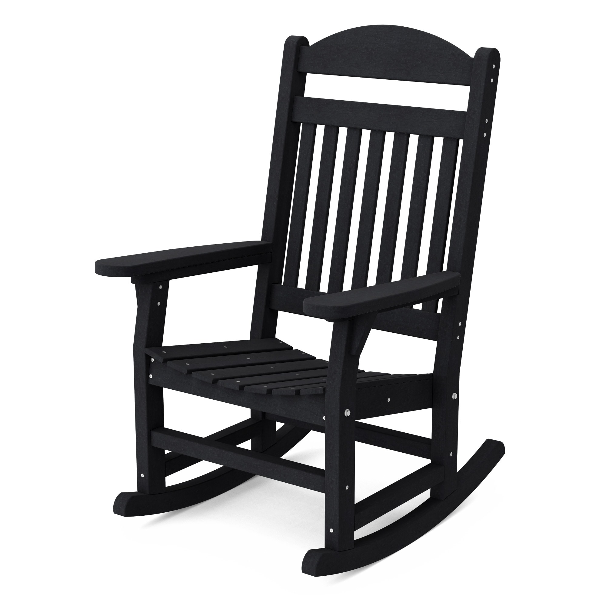Wildridge LCC-101-BK Heritage Traditional Black HDPE Frame Rocking Chair with Slat Seat