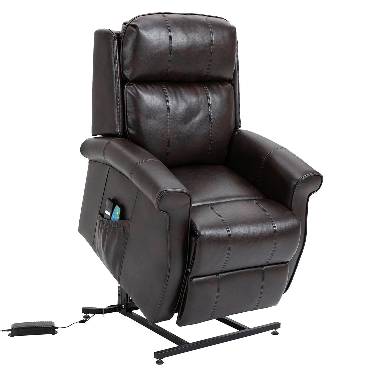 GZMR Faux Leather Elderly Power Lift Recliner Chair Brown