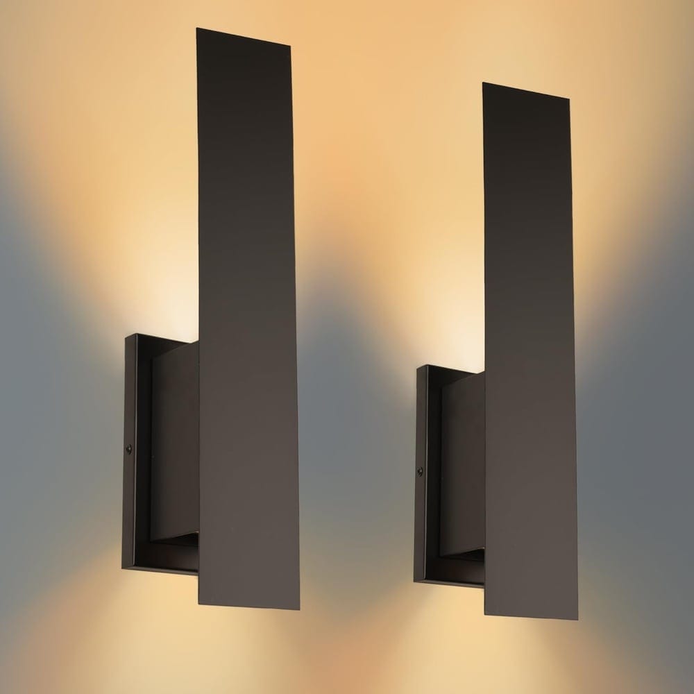 Aoibox  2 Pack Indoor Wall Sconces Modern Up and Down Dimmable Hardwired Wall Light Matt Black 16.93 x 4.33 x 4.02 Inch GU10 Bulbs Not Included