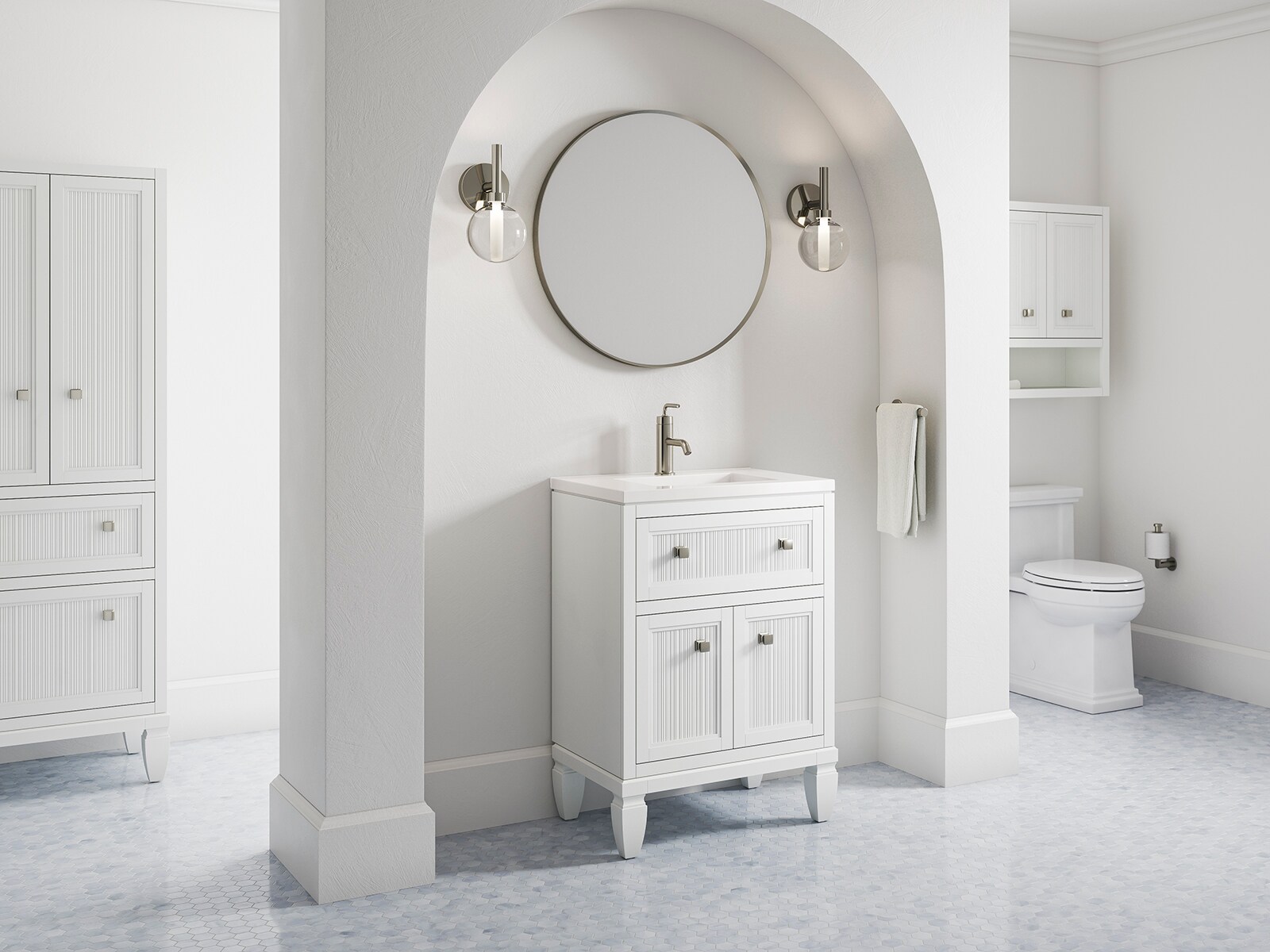 Hearthaven 24" White Freestanding Single Vanity with Quartz Top