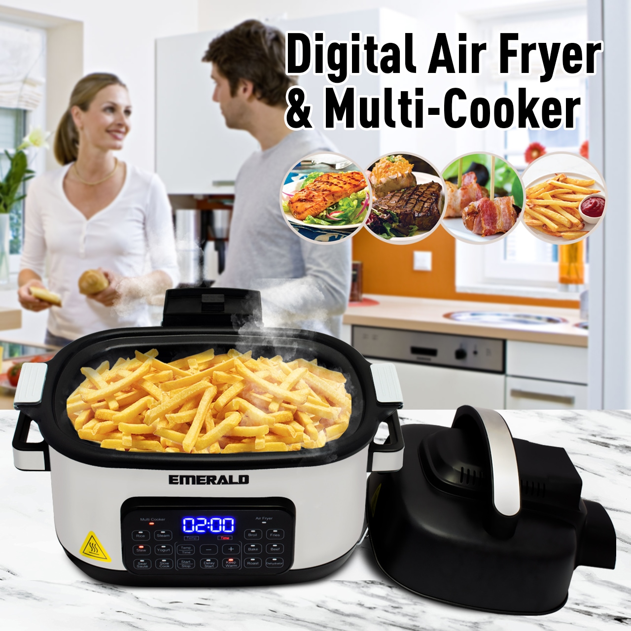 5 Quart Air Fryer with Viewing Window, Oilless Cooker, LCD Digital Touch  Screen, 7 Cooking Presets and 53 Recipes