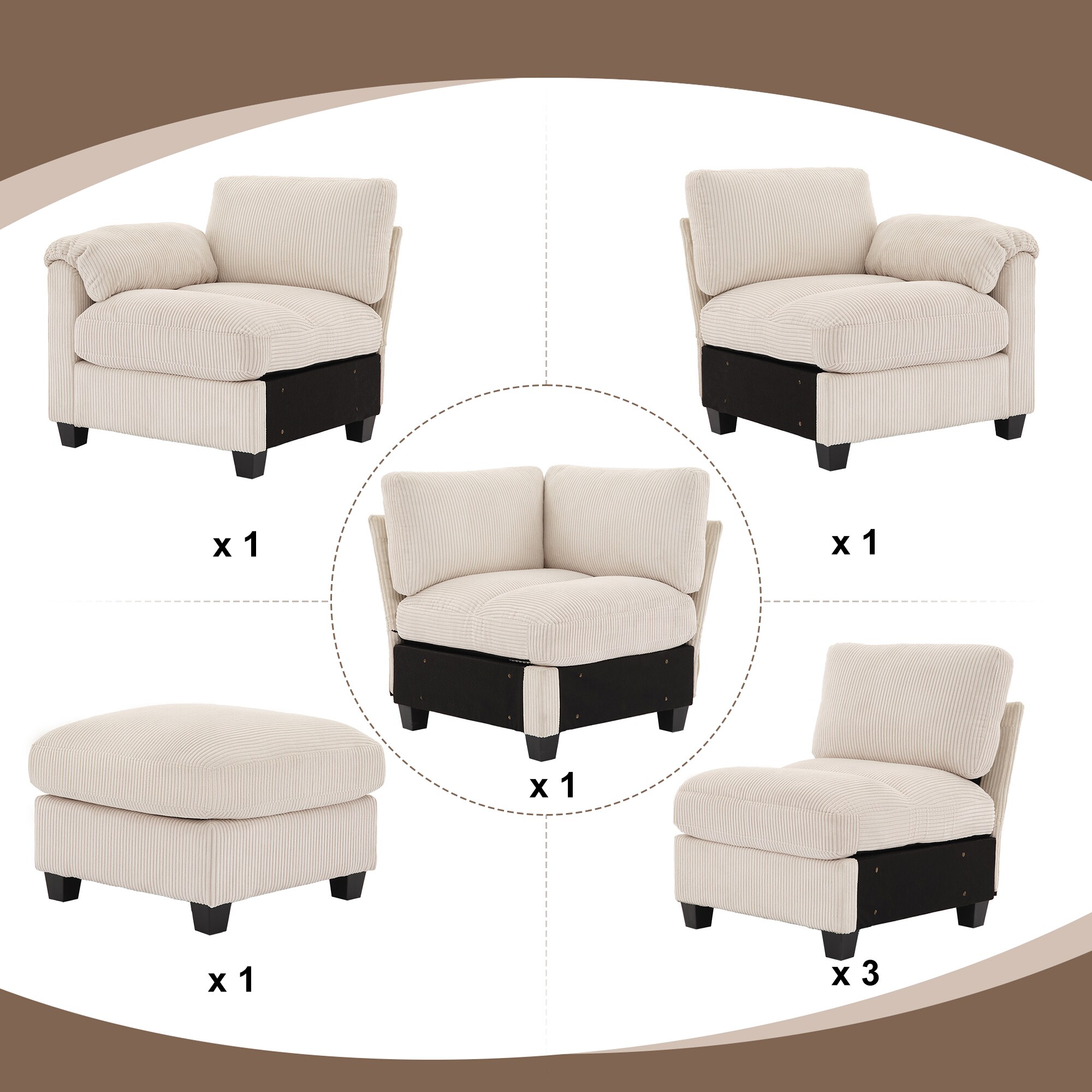 VOUA SAF-XNECW3-BE Sofas-Loveseats - View #4
