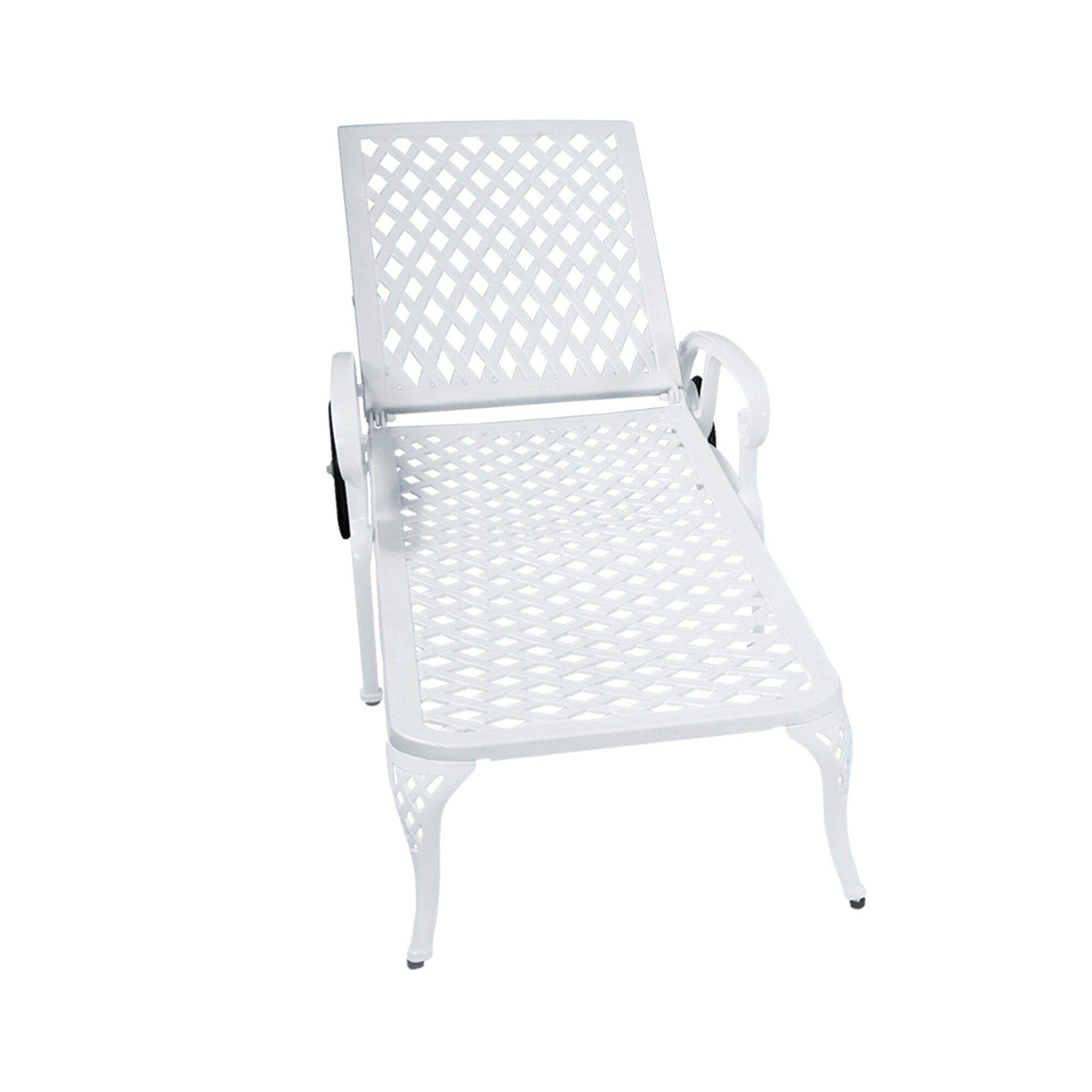 SINOFURN SYA690030BG White Aluminum Frame Stationary Chaise Lounge Chair with Solid Seat