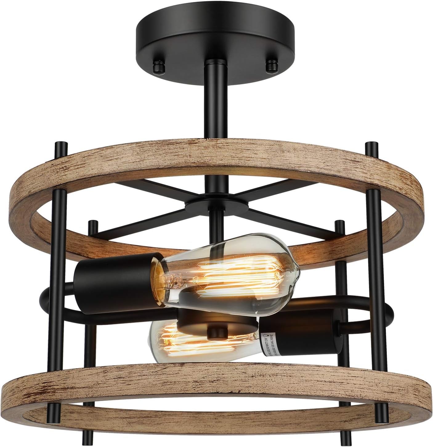 Nordic Hygge B08DKCSNQD 2-Light Rustic Semi Flush Mount Ceiling Light