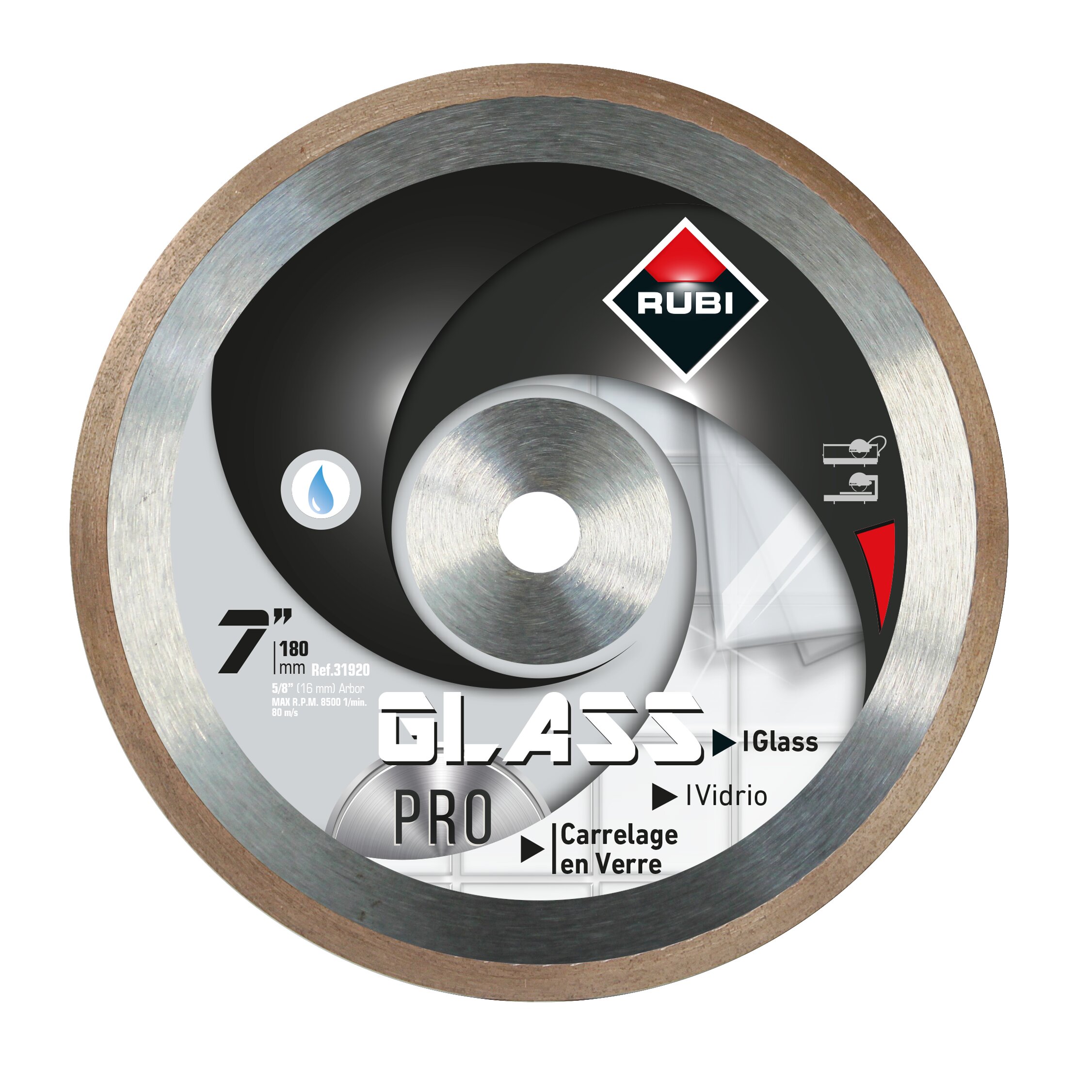RUBI 31920 GLASS 7-in Wet Continuous Rim Diamond Saw Blade